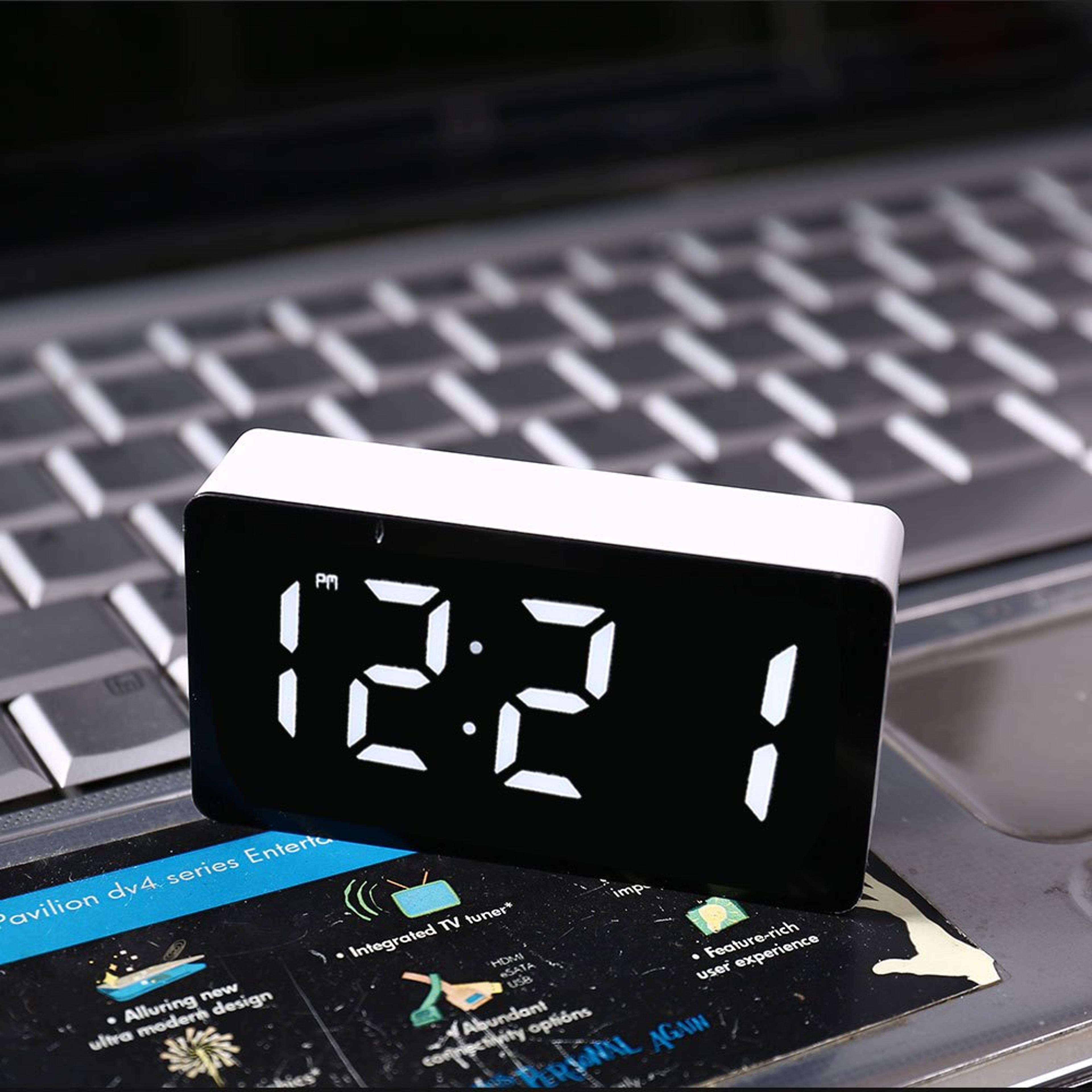LED Mirror Clock Digital Alarm Clock Smart Bedroom Desk Clock Home Decor 5