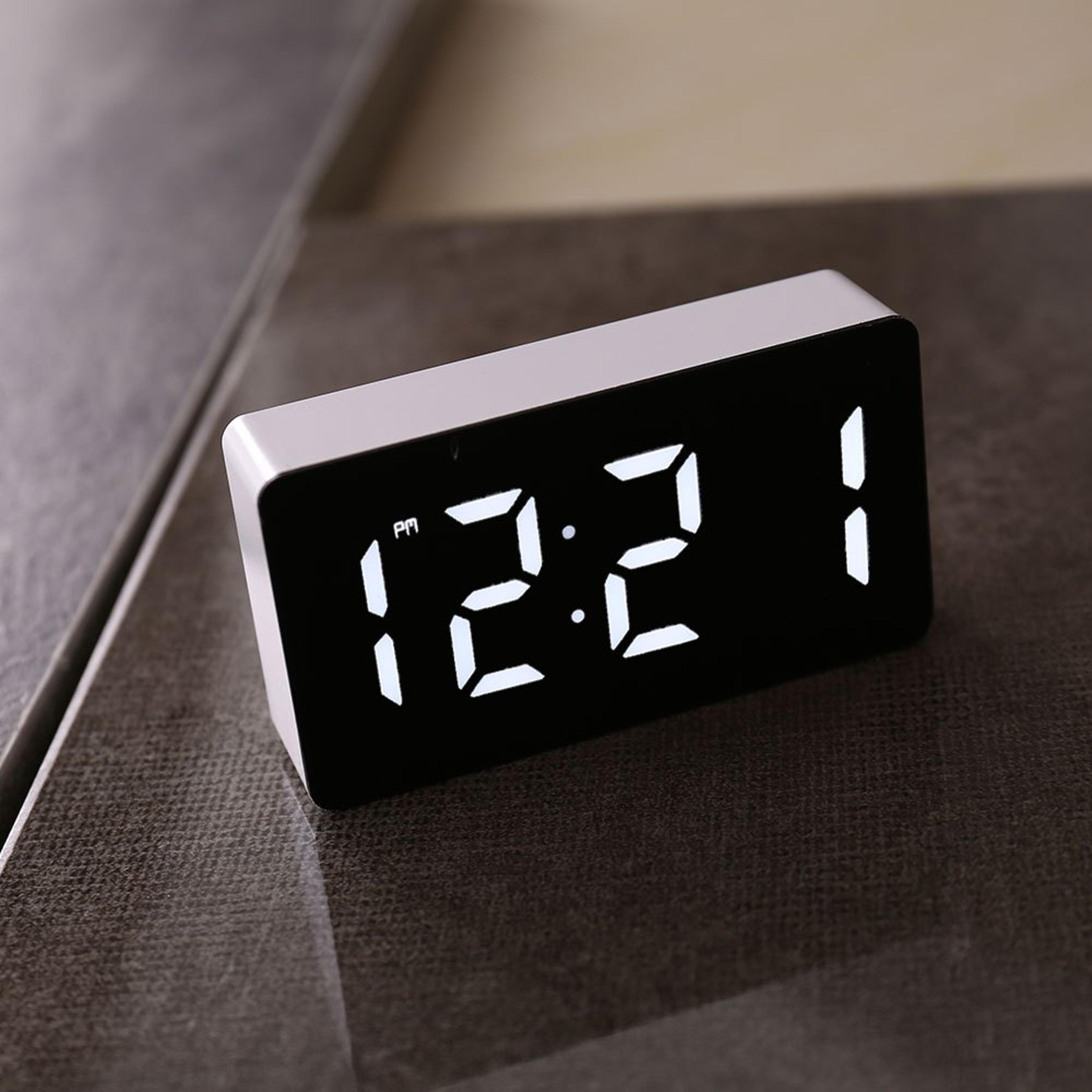 LED Mirror Clock Digital Alarm Clock Smart Bedroom Desk Clock Home Decor 7