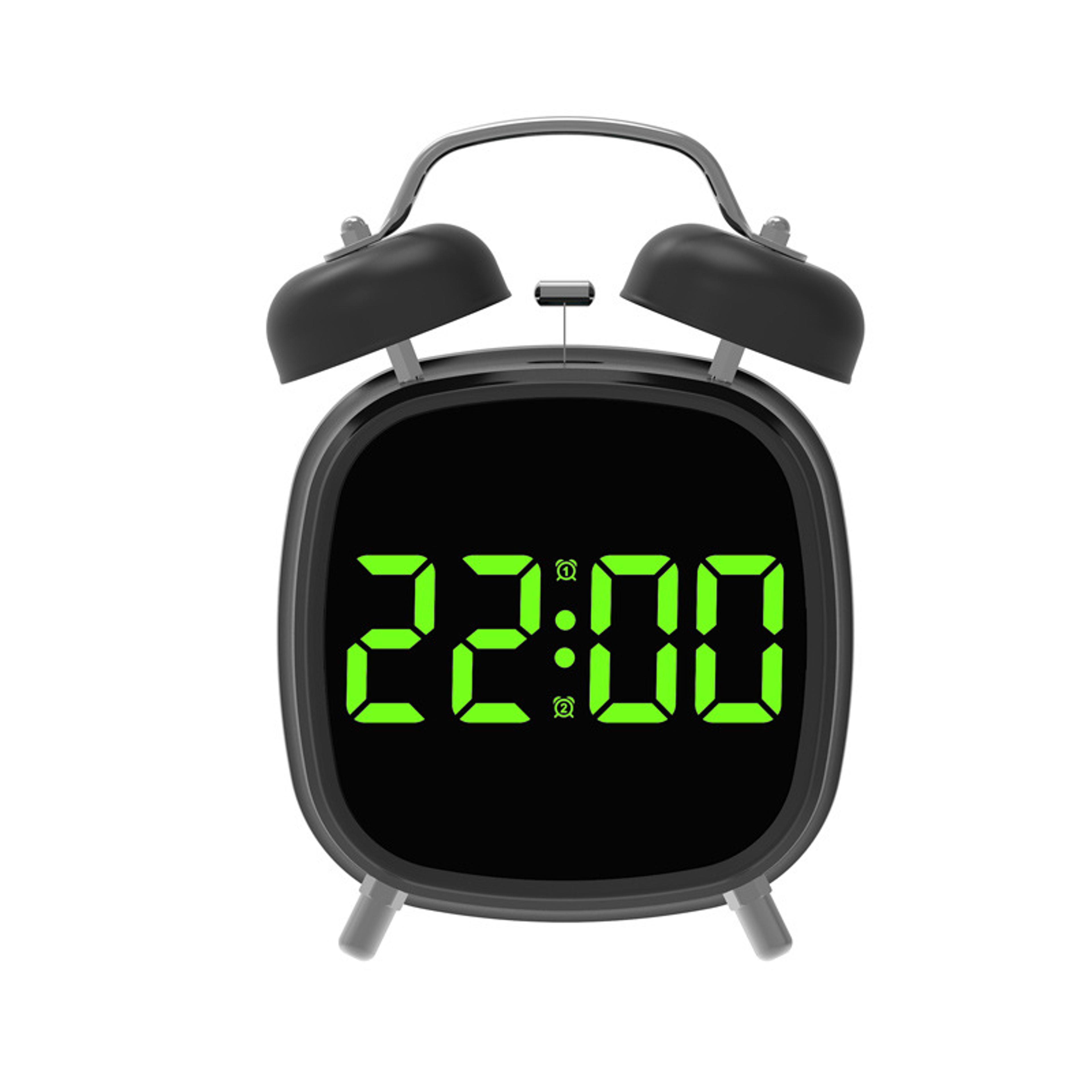 voice control digital alarm clock with double bell super loud alarm for heavy sleepers led bedside clock
