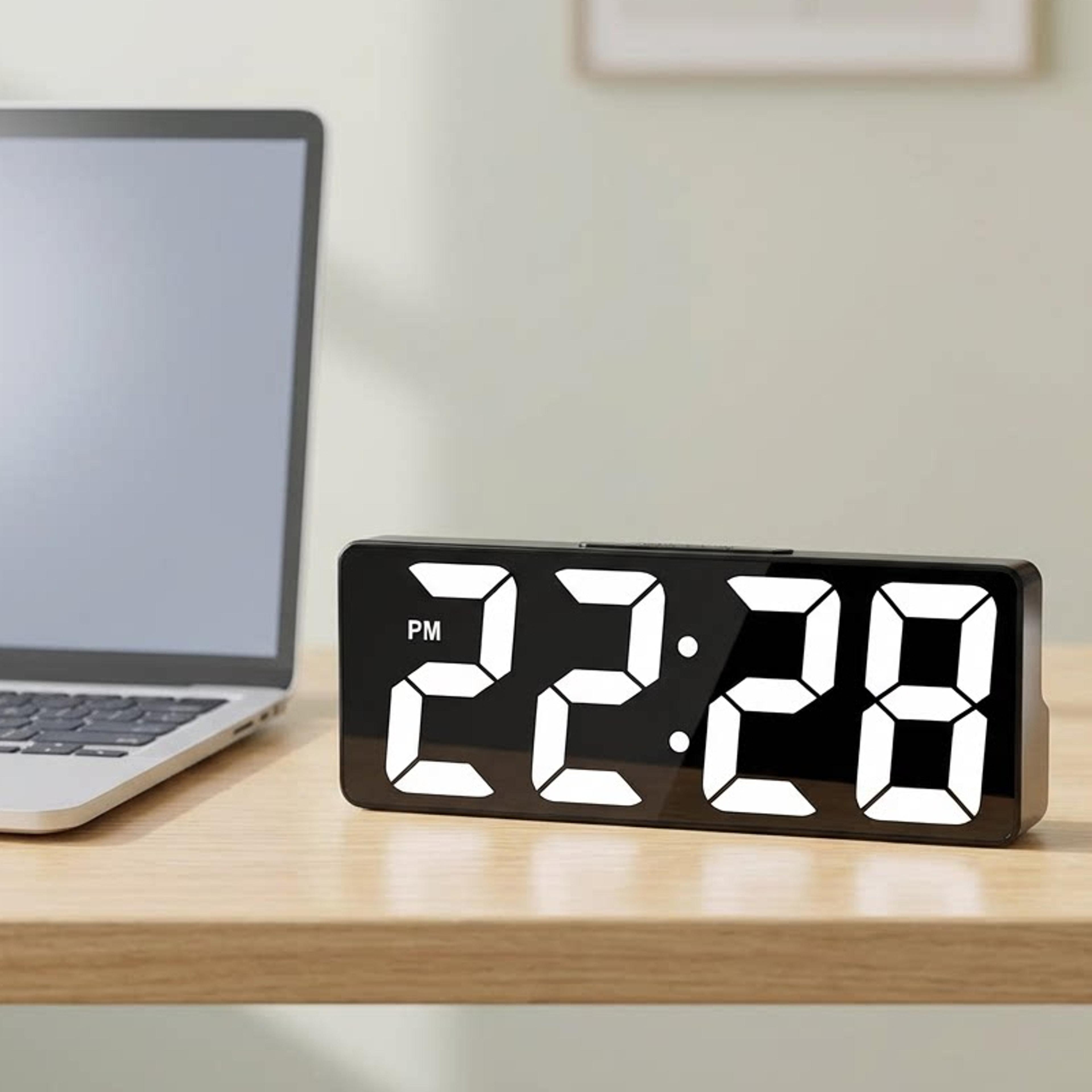 Digital Alarm Clock With LED Display Temperature Monitor Adjustable Brightness Bedroom Desk Clock 3