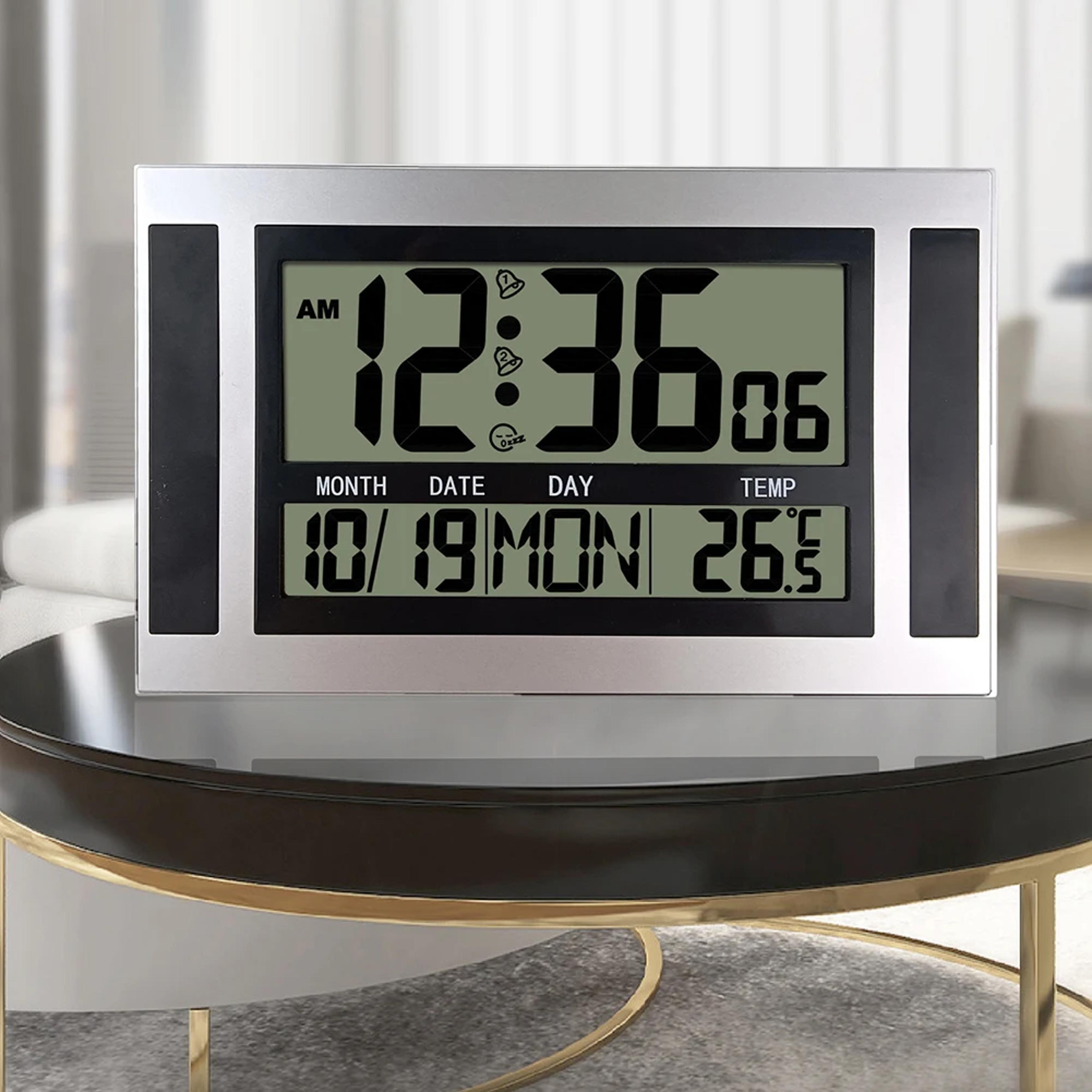 Modern Digital Alarm Clock LCD Wall And Desk Clock With Temperature Calendar Display For Home Offic 4