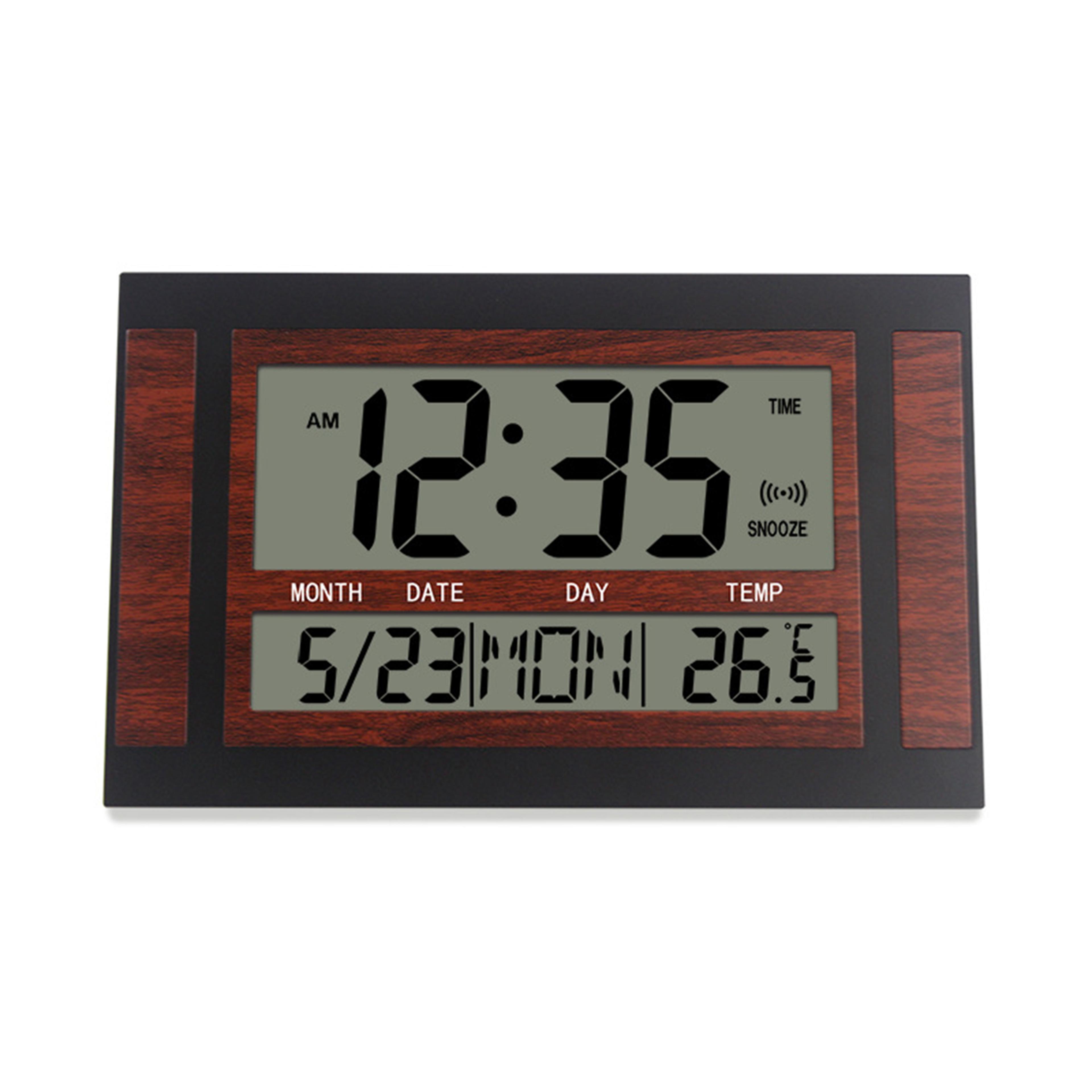 Modern Digital Alarm Clock LCD Wall And Desk Clock With Temperature Calendar Display For Home Offic 1