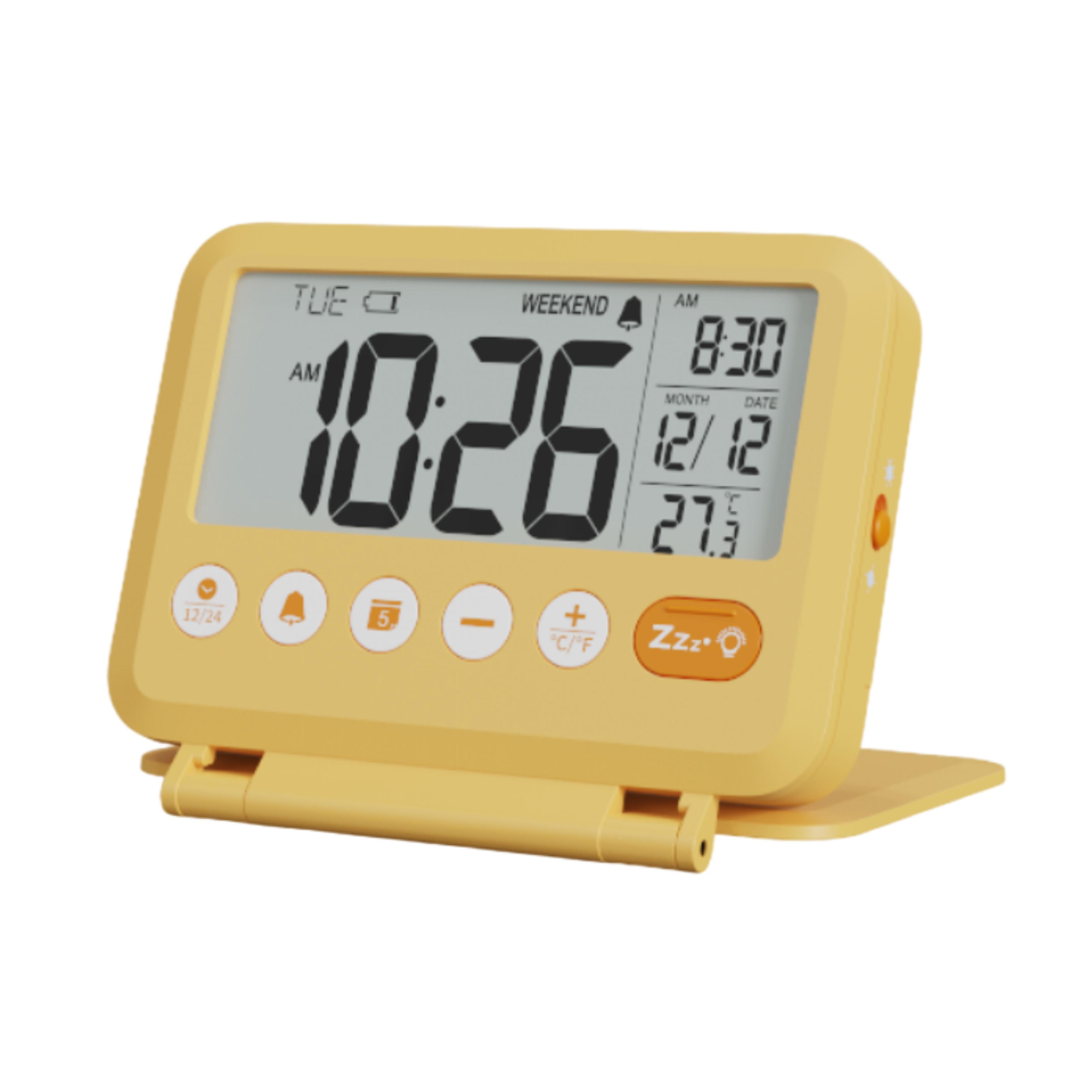 Digital LCD Travel Alarm Clock Thermometer Calendar Portable Folding Desk Clock 2