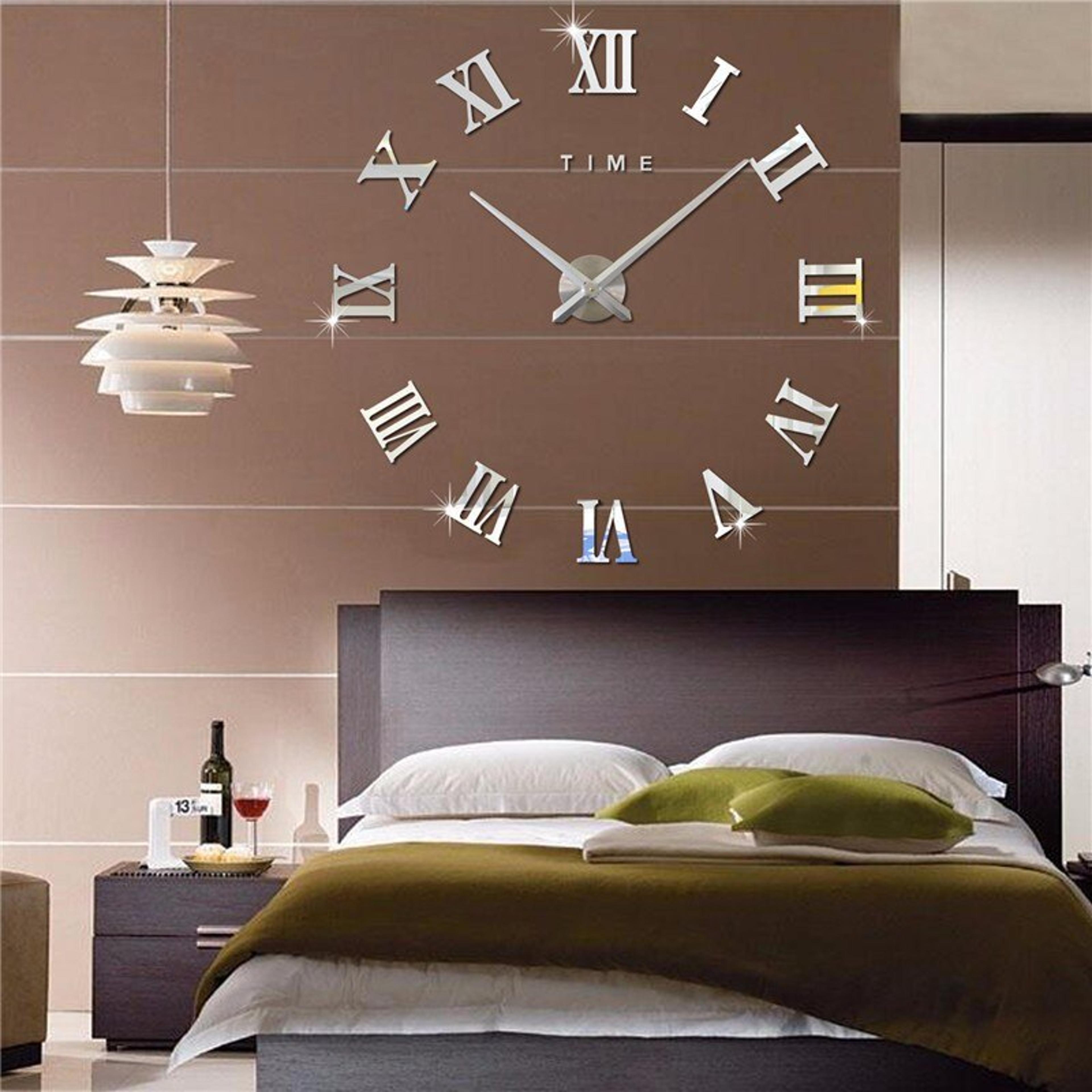 Modern DIY Wall Clock Large 3D Wall Clock Acrylic Roman Numeral Mirror Wall Decor 3