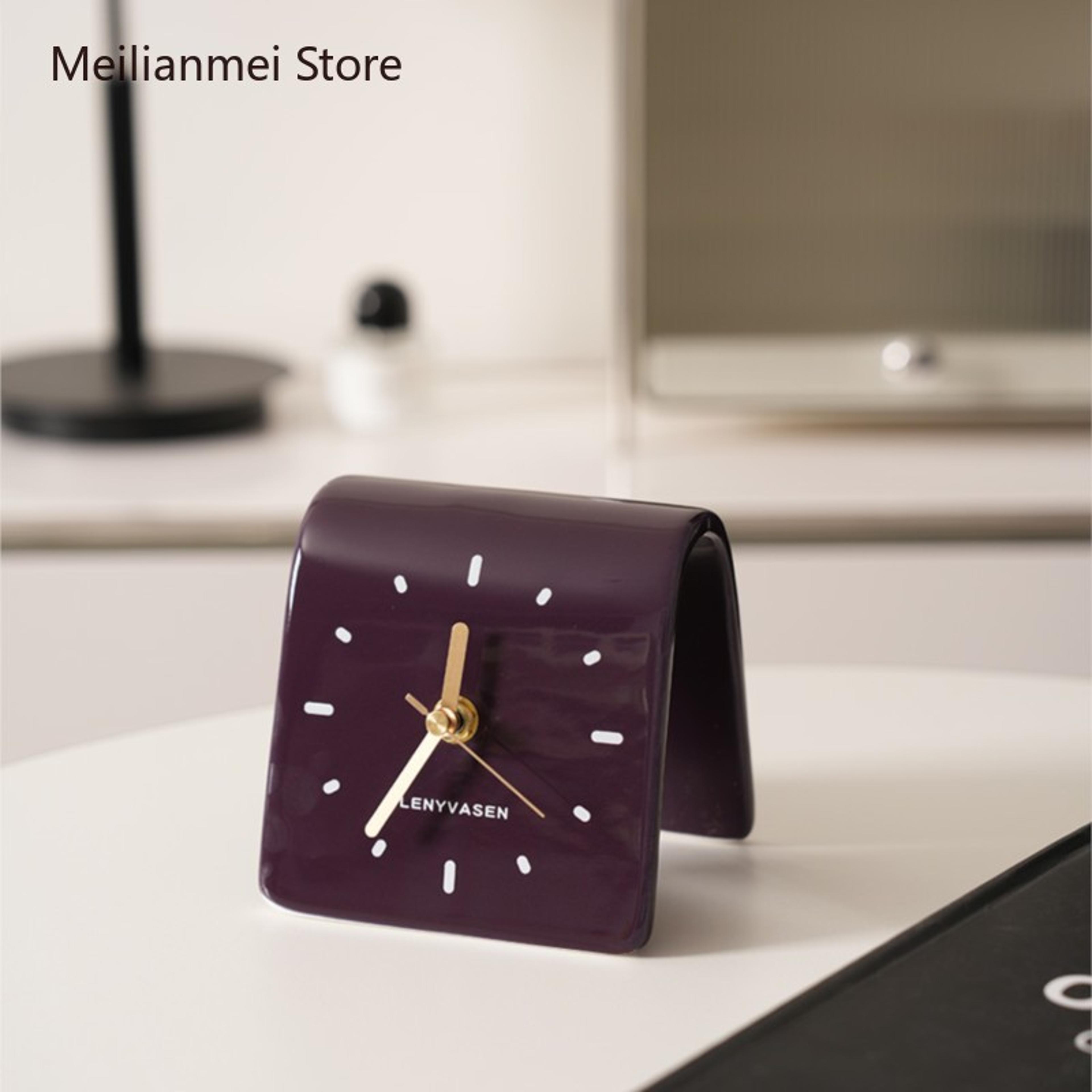 Modern Ceramic Desk Clock Silent Table Clock For Bedroom Living Room Office Home Decor 2