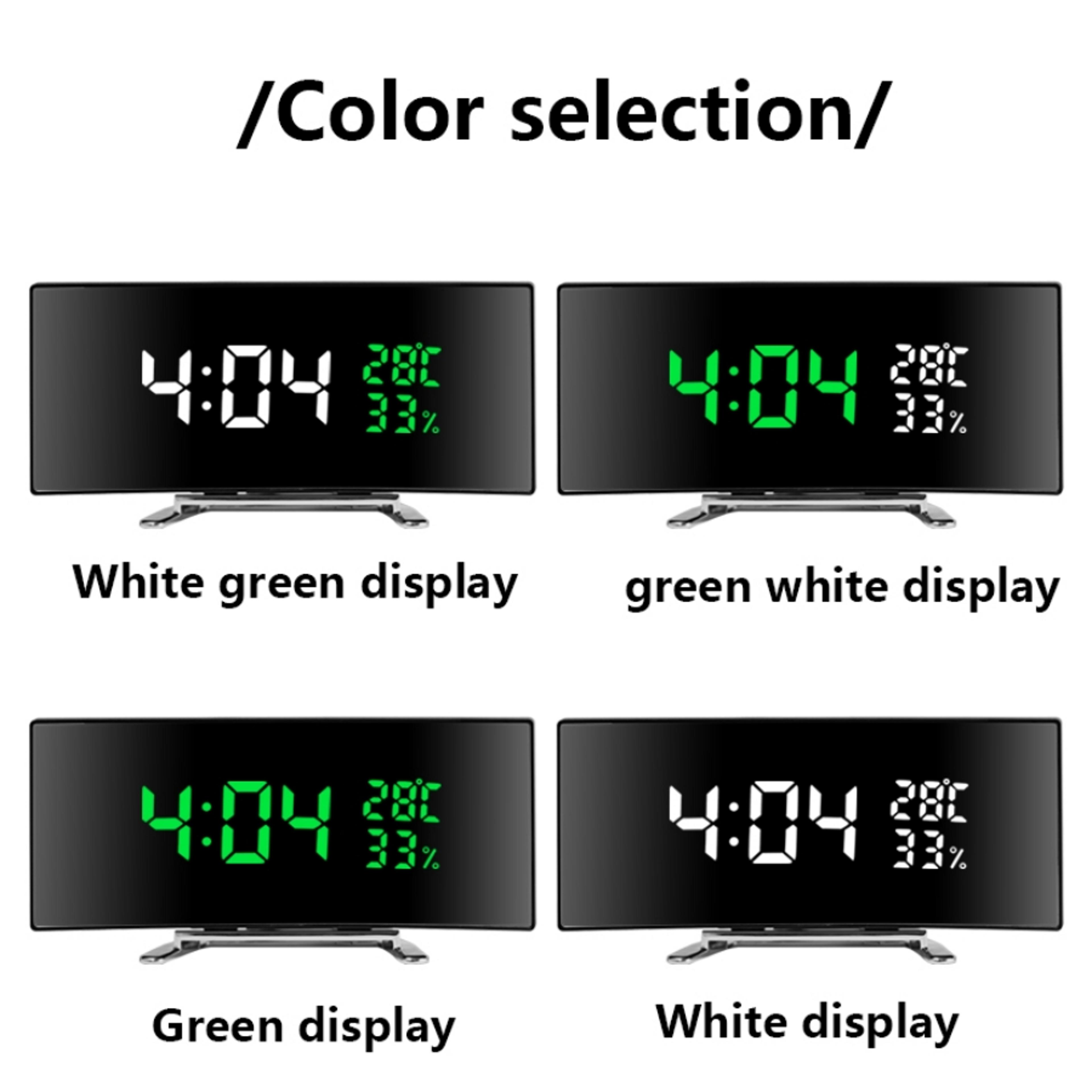 LED Digital Alarm Clock With Curved Screen Temperature Display Snooze And Night Mode For Bedside De 6