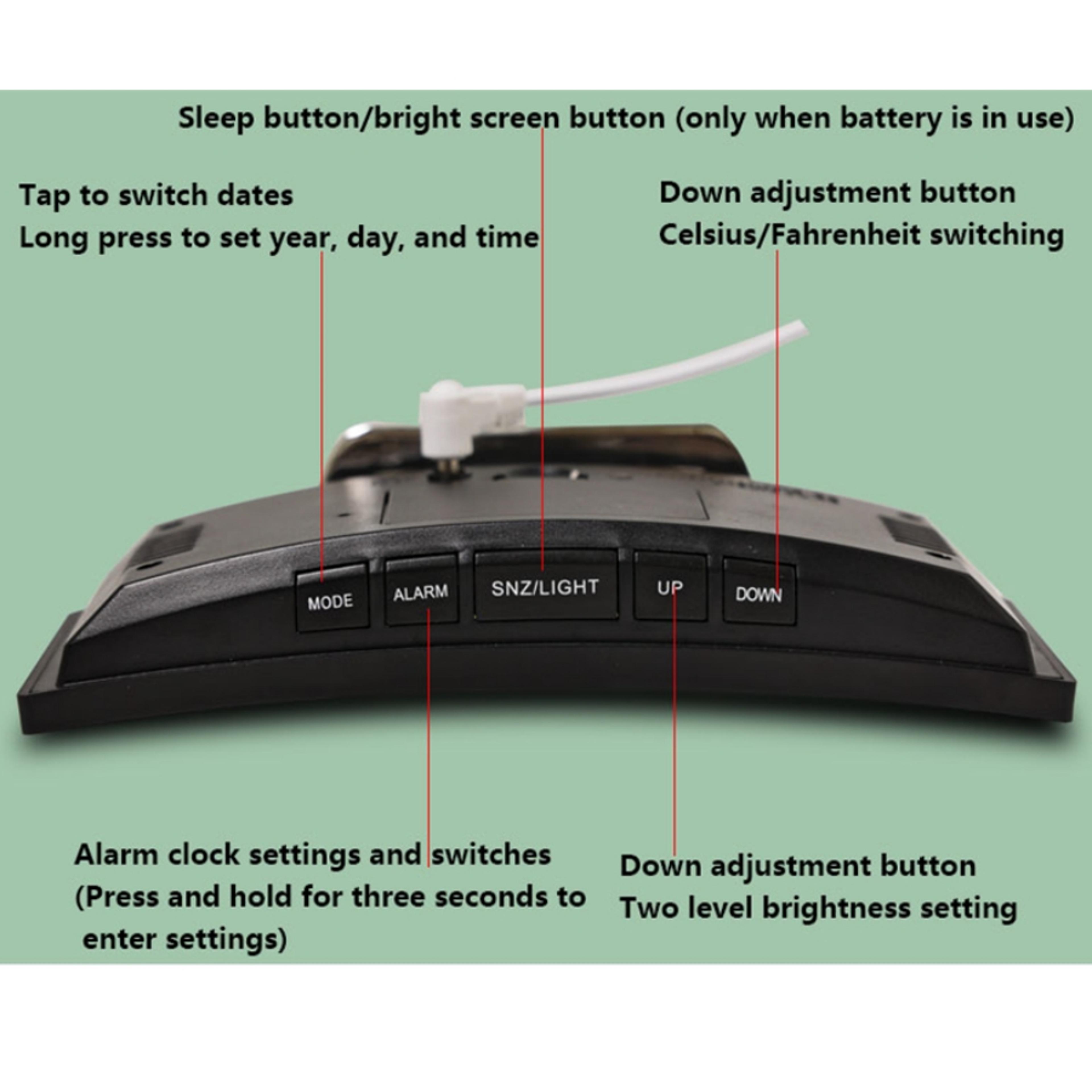 LED Digital Alarm Clock With Curved Screen Temperature Display Snooze And Night Mode For Bedside De 8