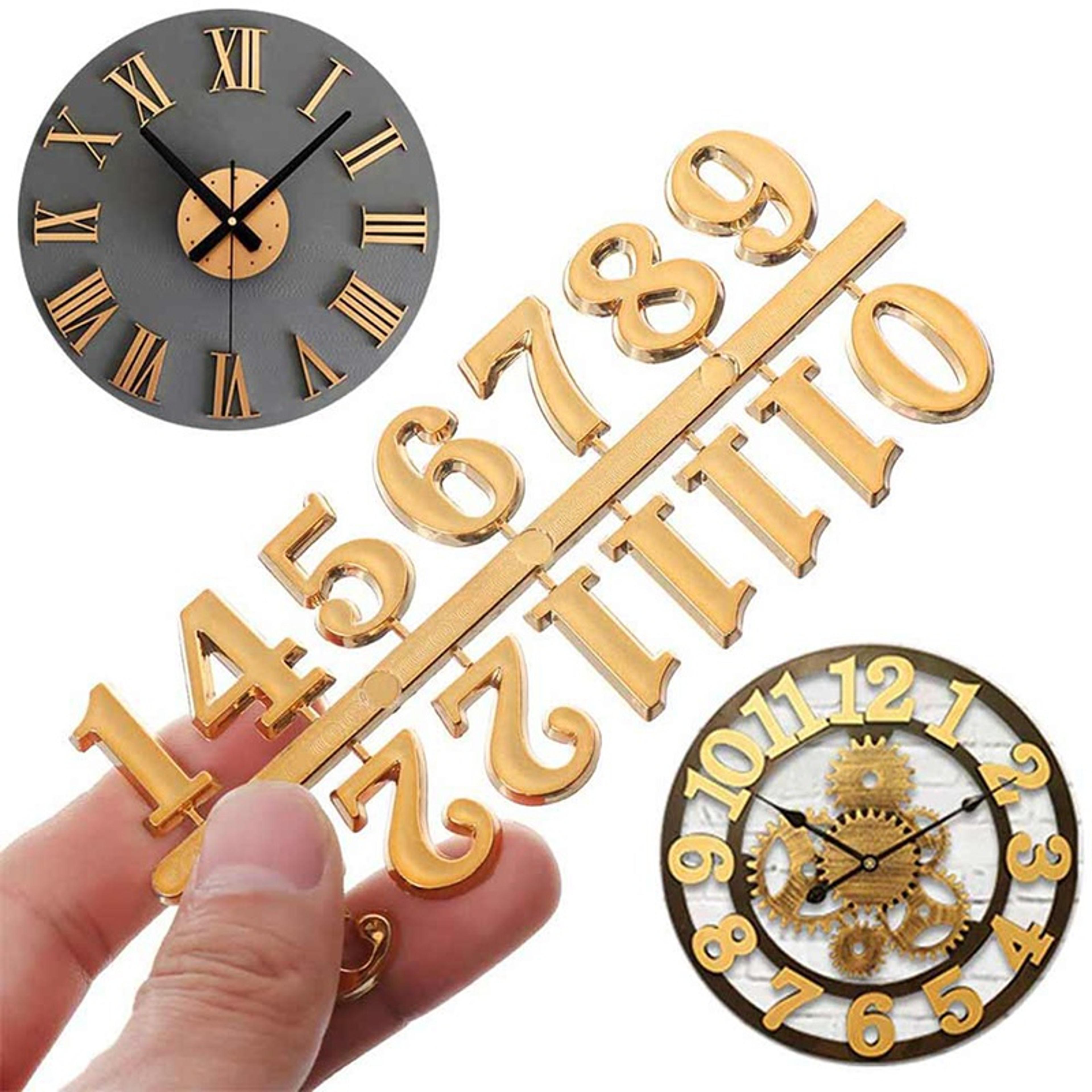 DIY Wall Clock Sticker Kit With Silent Quartz Movement Modern Wall Clock Arabic And Roman Numerals 9