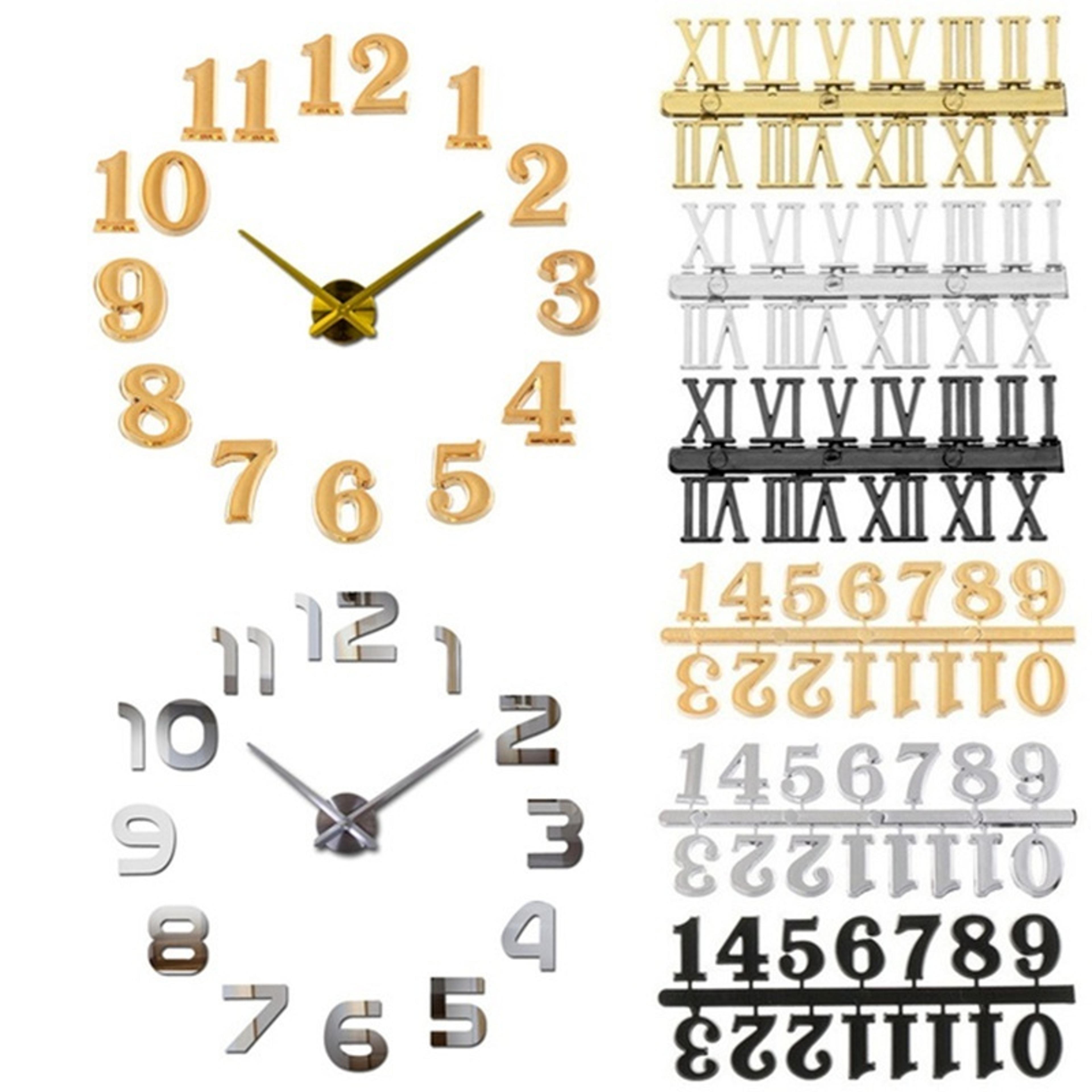 DIY Wall Clock Sticker Kit With Silent Quartz Movement Modern Wall Clock Arabic And Roman Numerals 10