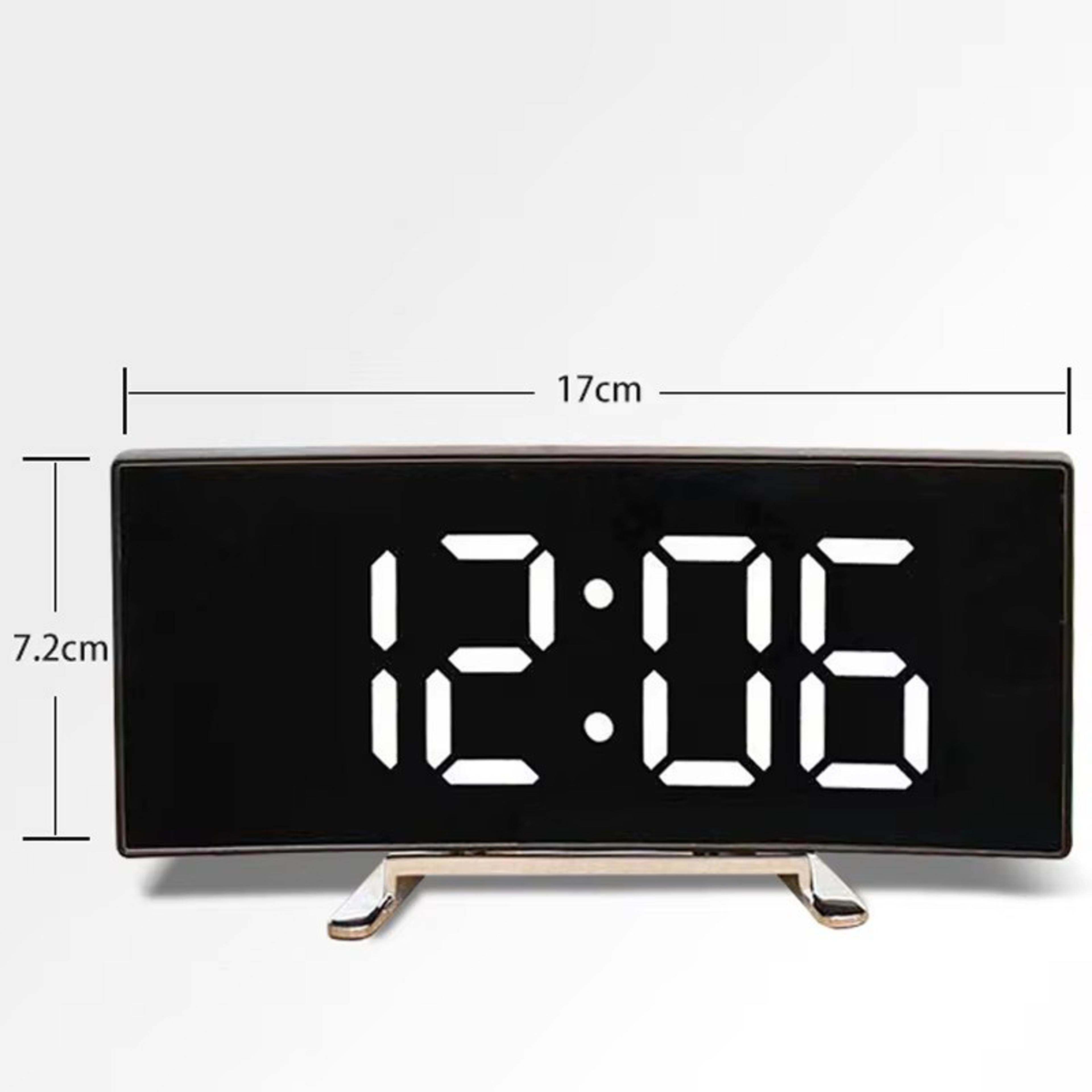LED Digital Alarm Clock With Mirror Display Large Curved Screen Modern Desk Clock For Bedroom Offic 7