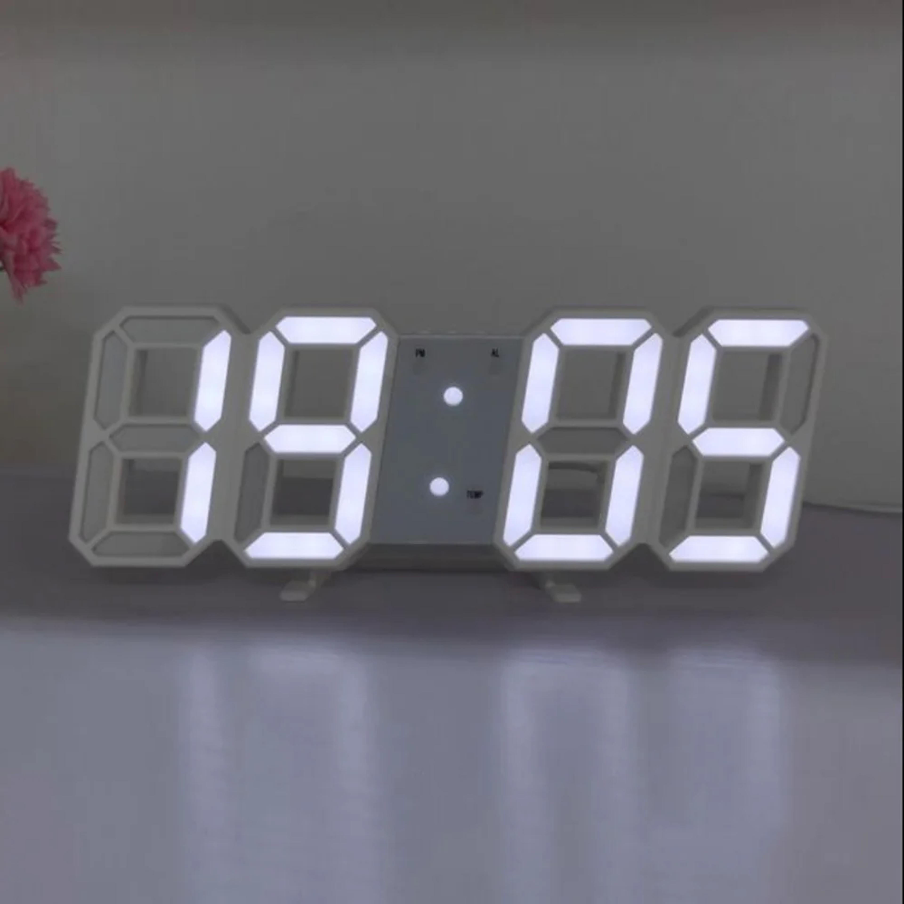 Modern Digital Wall Clock LED Alarm Clock USB Powered Clock With Time Date Temperature Display 12