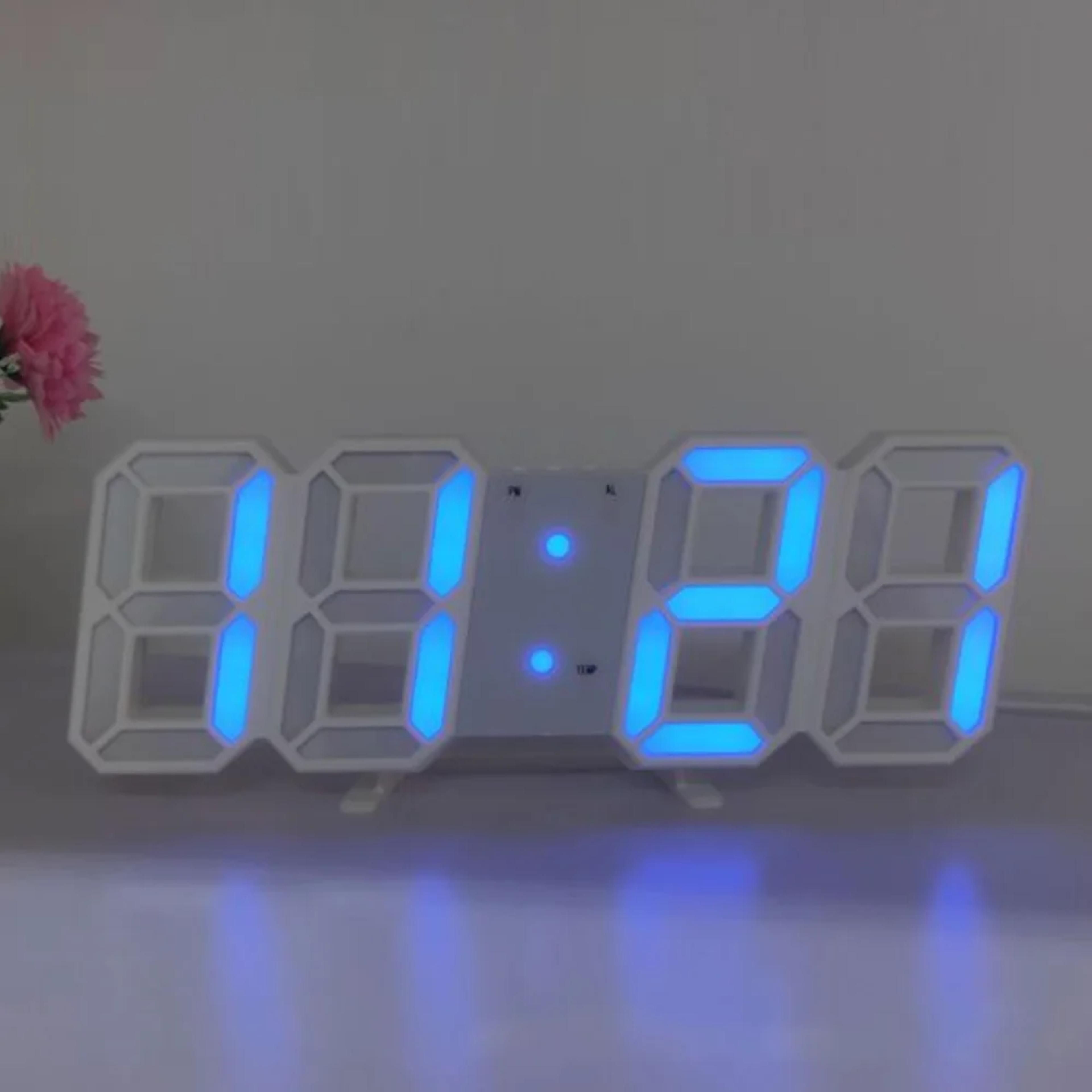 Modern Digital Wall Clock LED Alarm Clock USB Powered Clock With Time Date Temperature Display 13