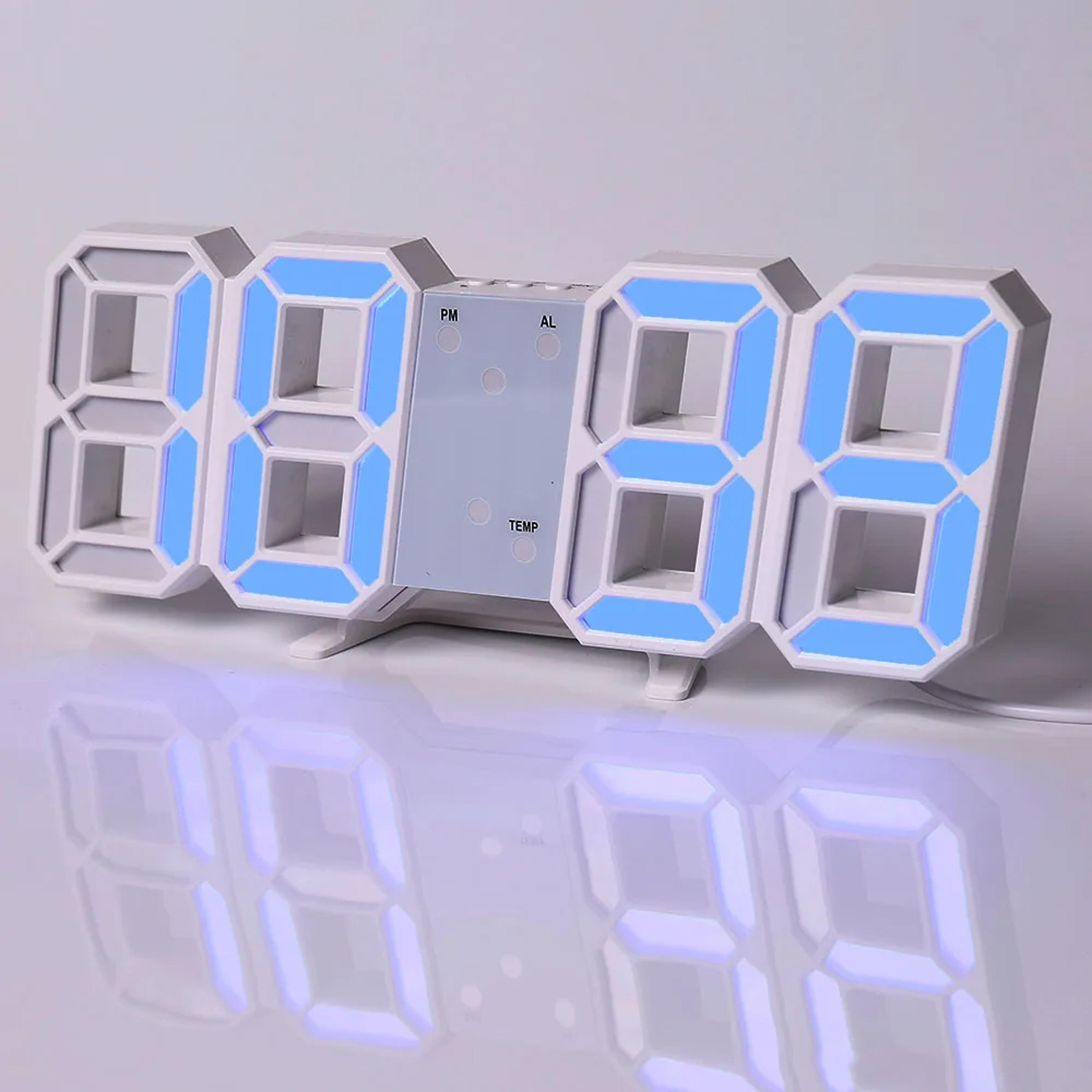 Modern Digital Wall Clock LED Alarm Clock USB Powered Clock With Time Date Temperature Display 2