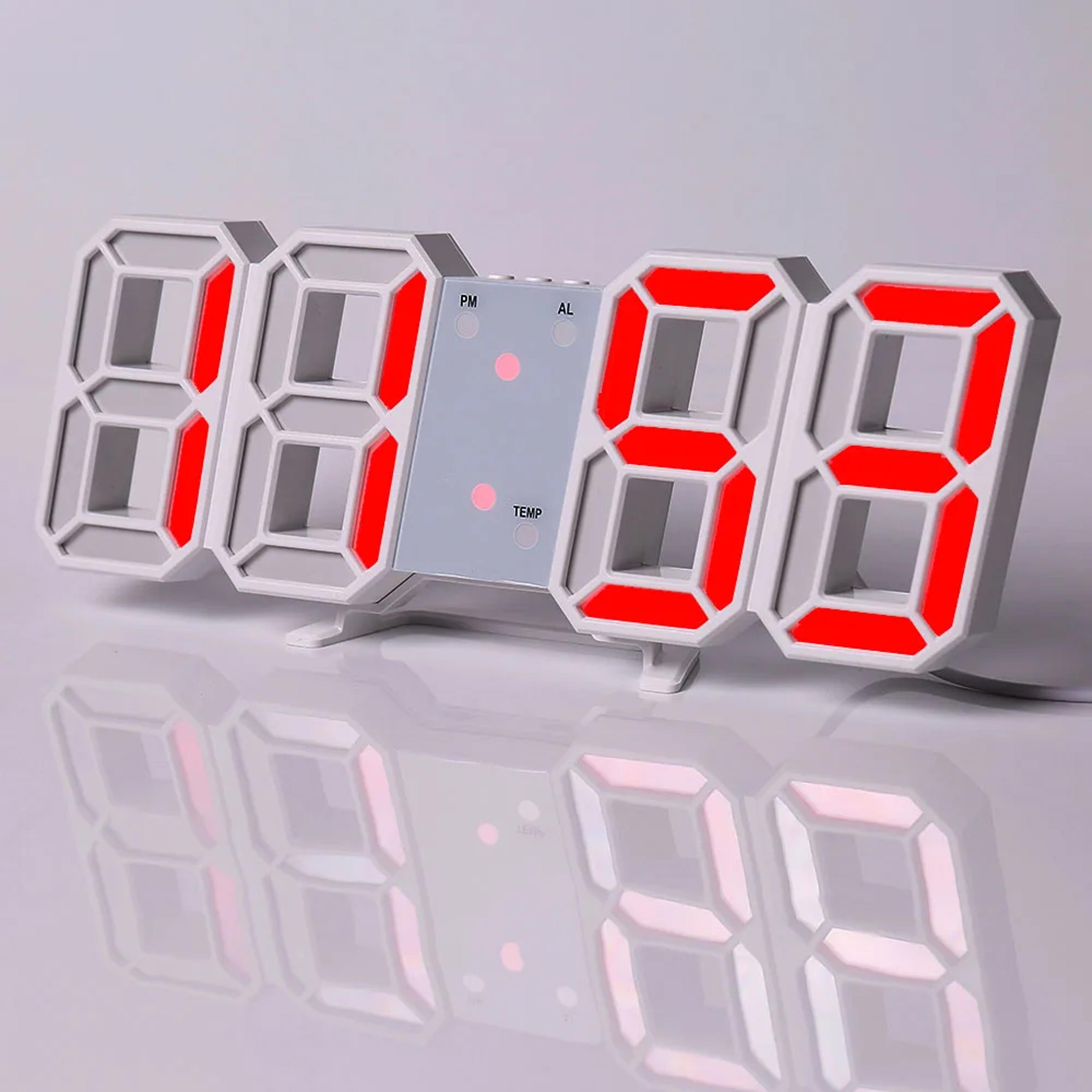 Modern Digital Wall Clock LED Alarm Clock USB Powered Clock With Time Date Temperature Display 3