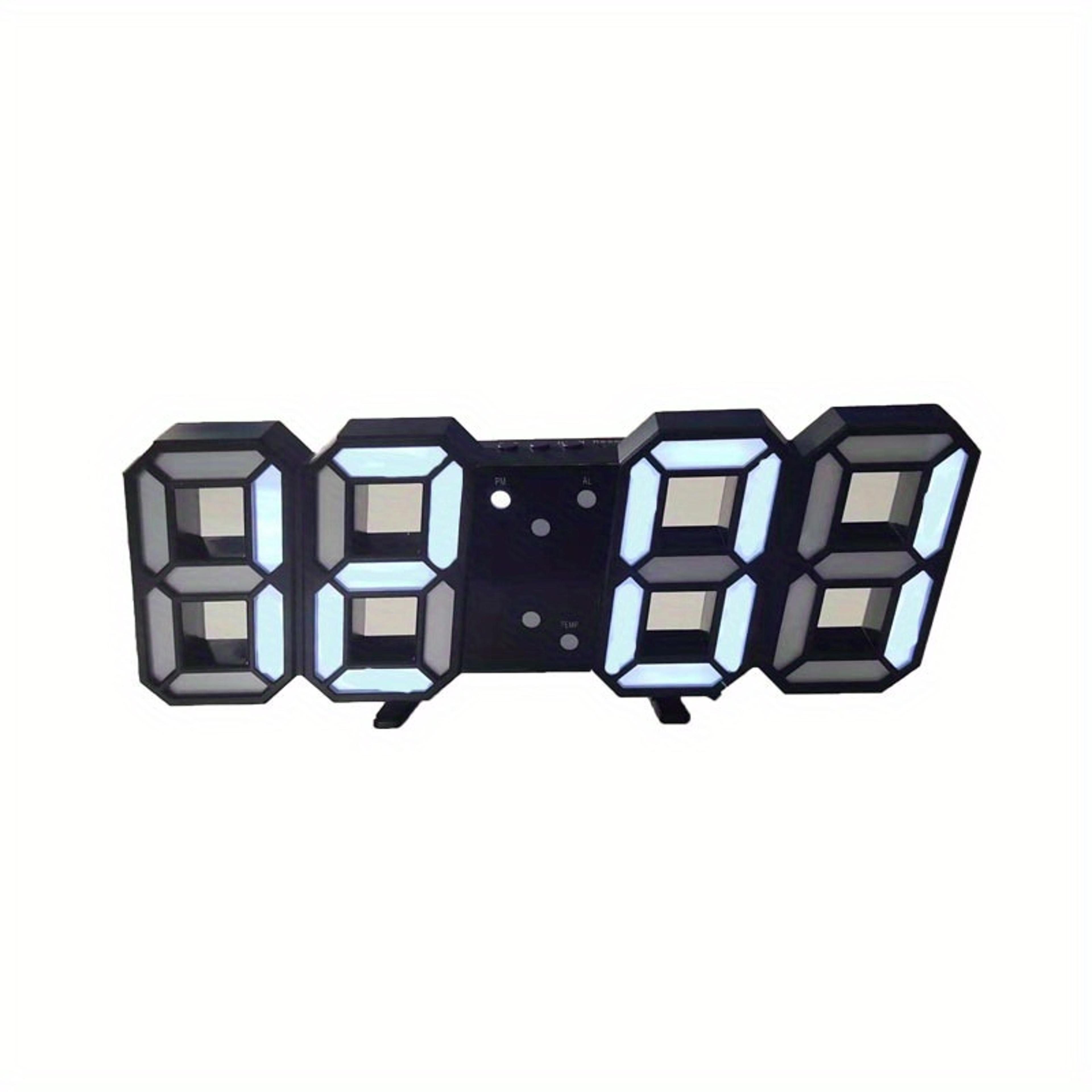 Modern Digital Wall Clock LED Alarm Clock USB Powered Clock With Time Date Temperature Display 5