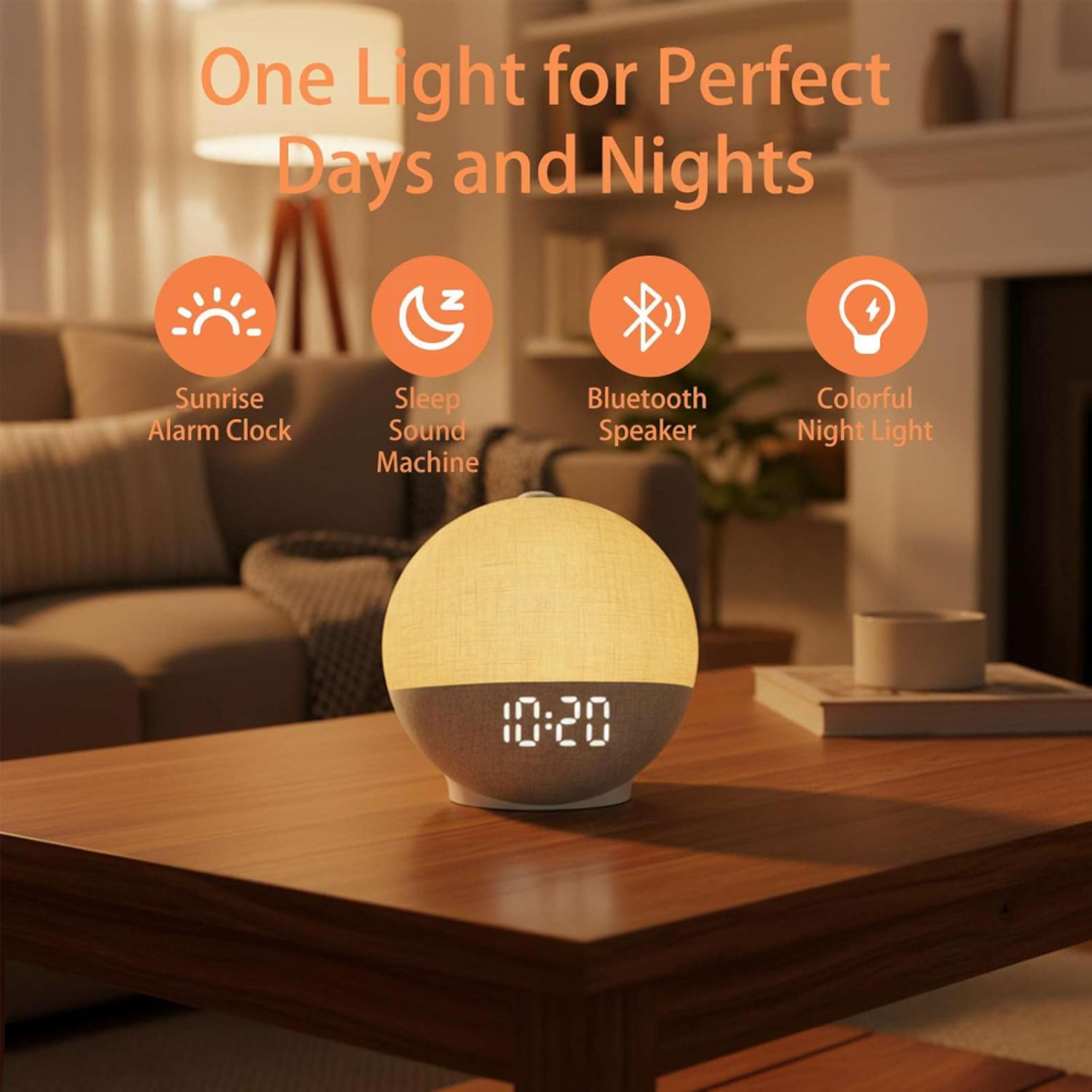 Sunrise Alarm Clock With Wake Up Light White Noise Machine And Bluetooth Speaker 3