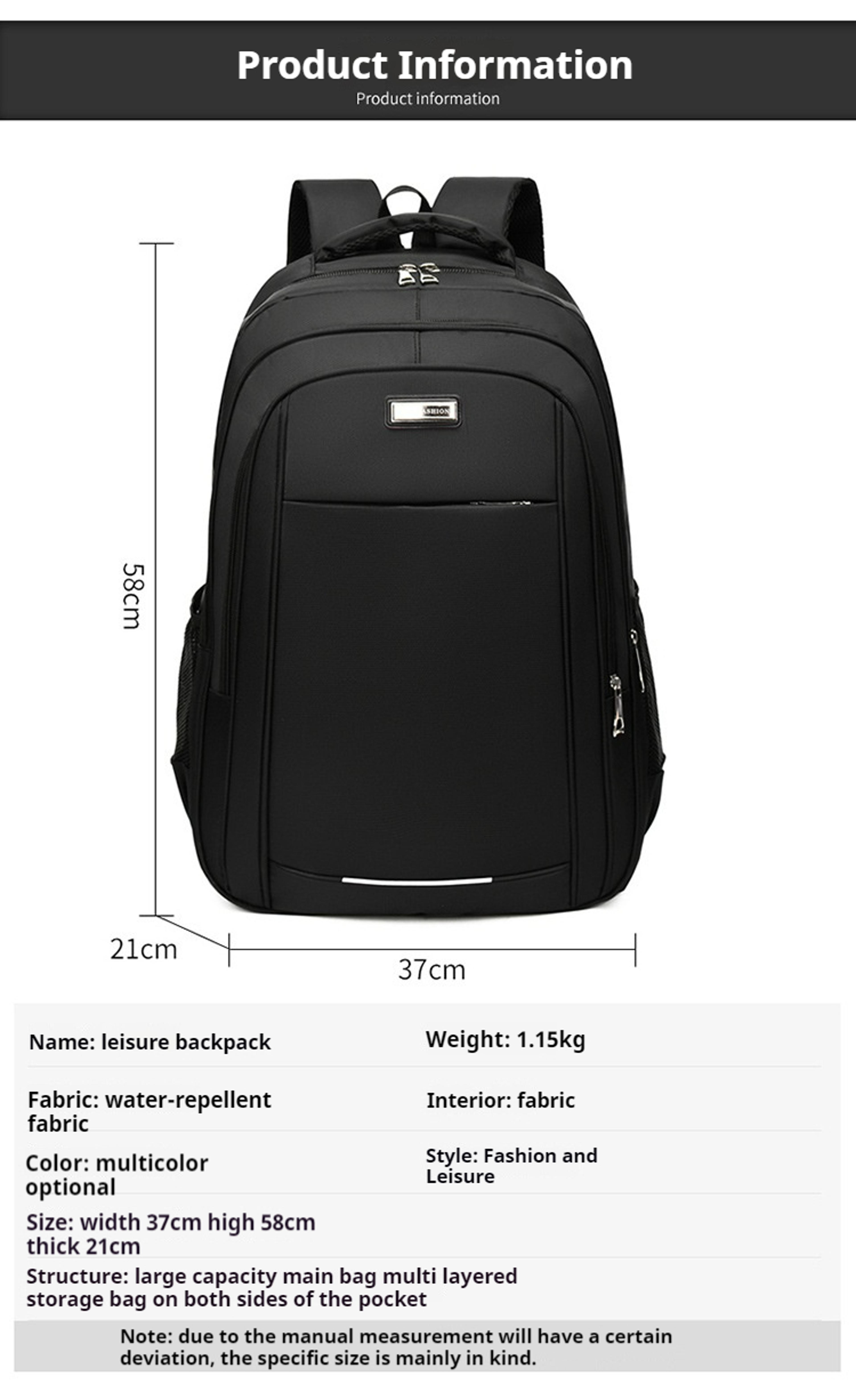 Large Capacity Travel Backpack For Men Waterproof Business Laptop Bag 7