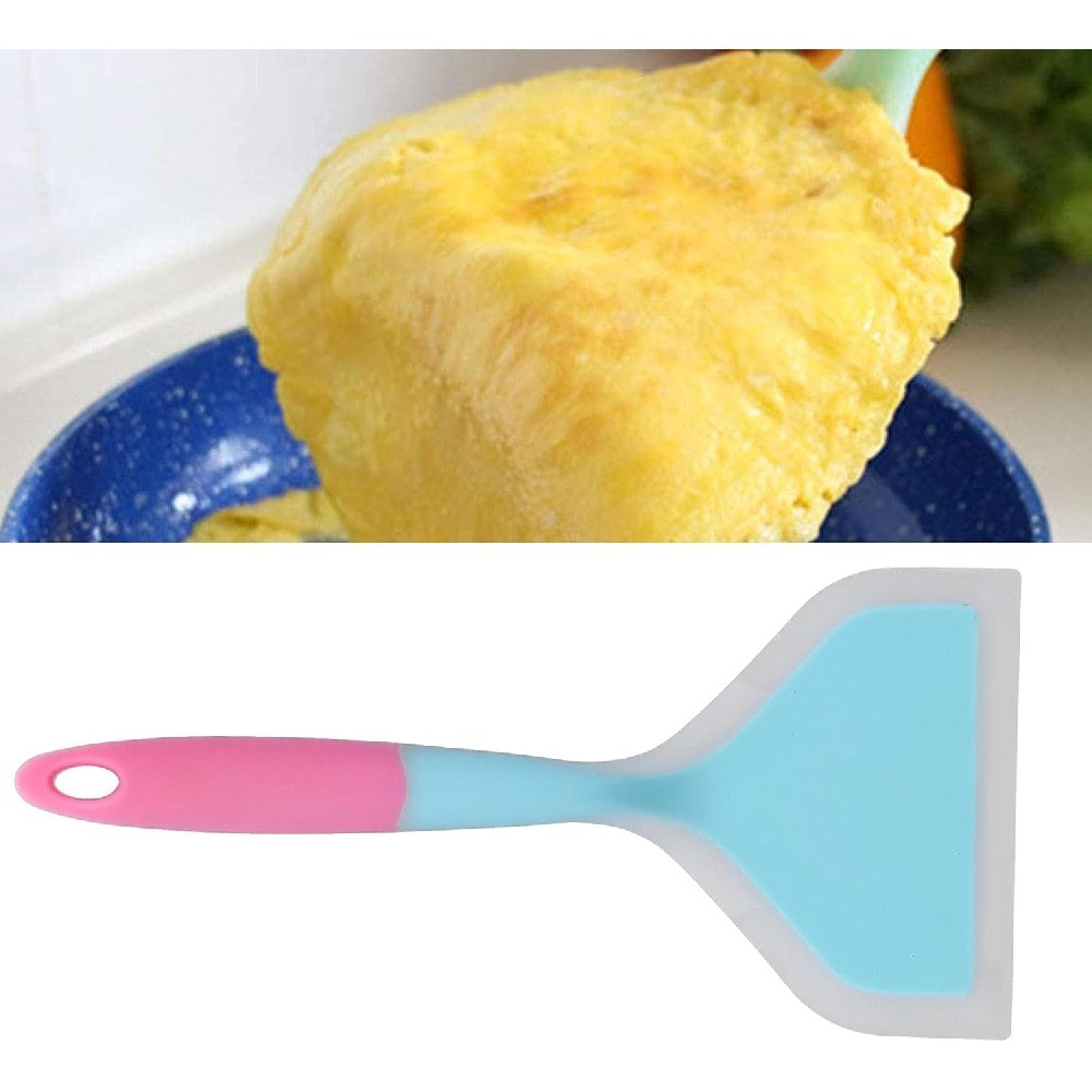 Heat Resistant Silicone Spatula Non Stick Cooking Turner With Wide Flexible Head 3