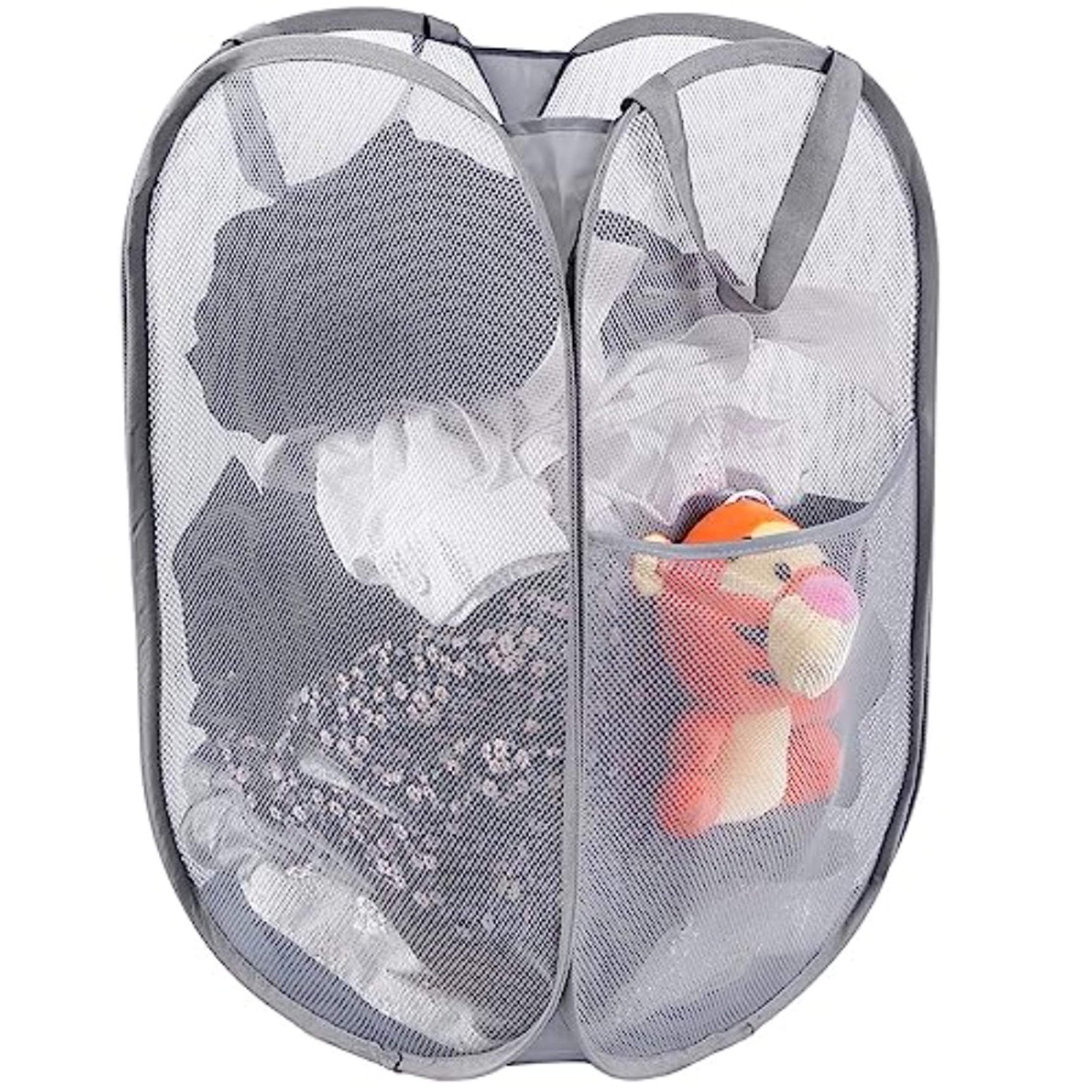 pop up laundry hamper with side pocket and carry handles