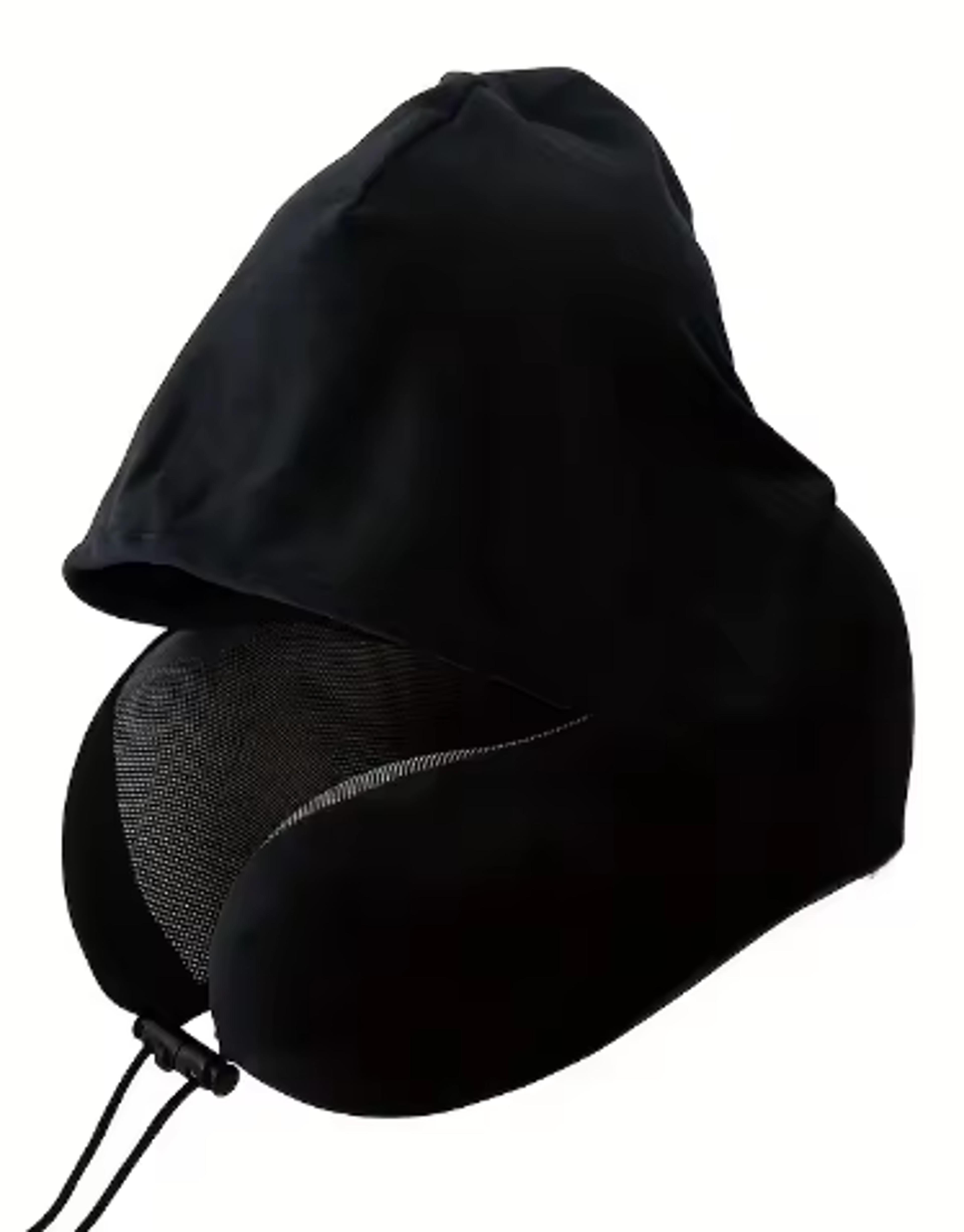 hooded memory foam travel pillow with soft u shaped neck support