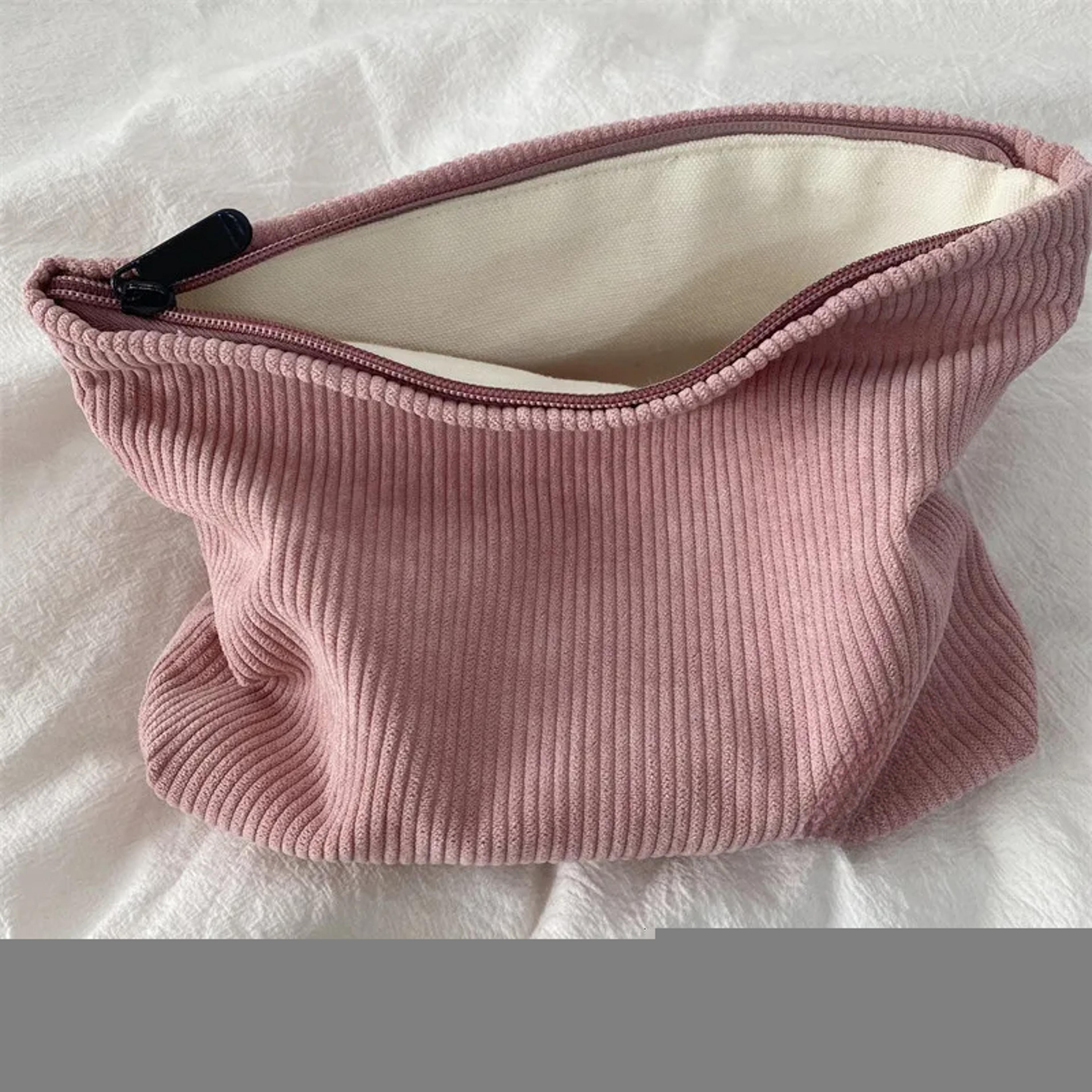 Corduroy Makeup Bag Large Capacity Travel Cosmetic Organizer 6