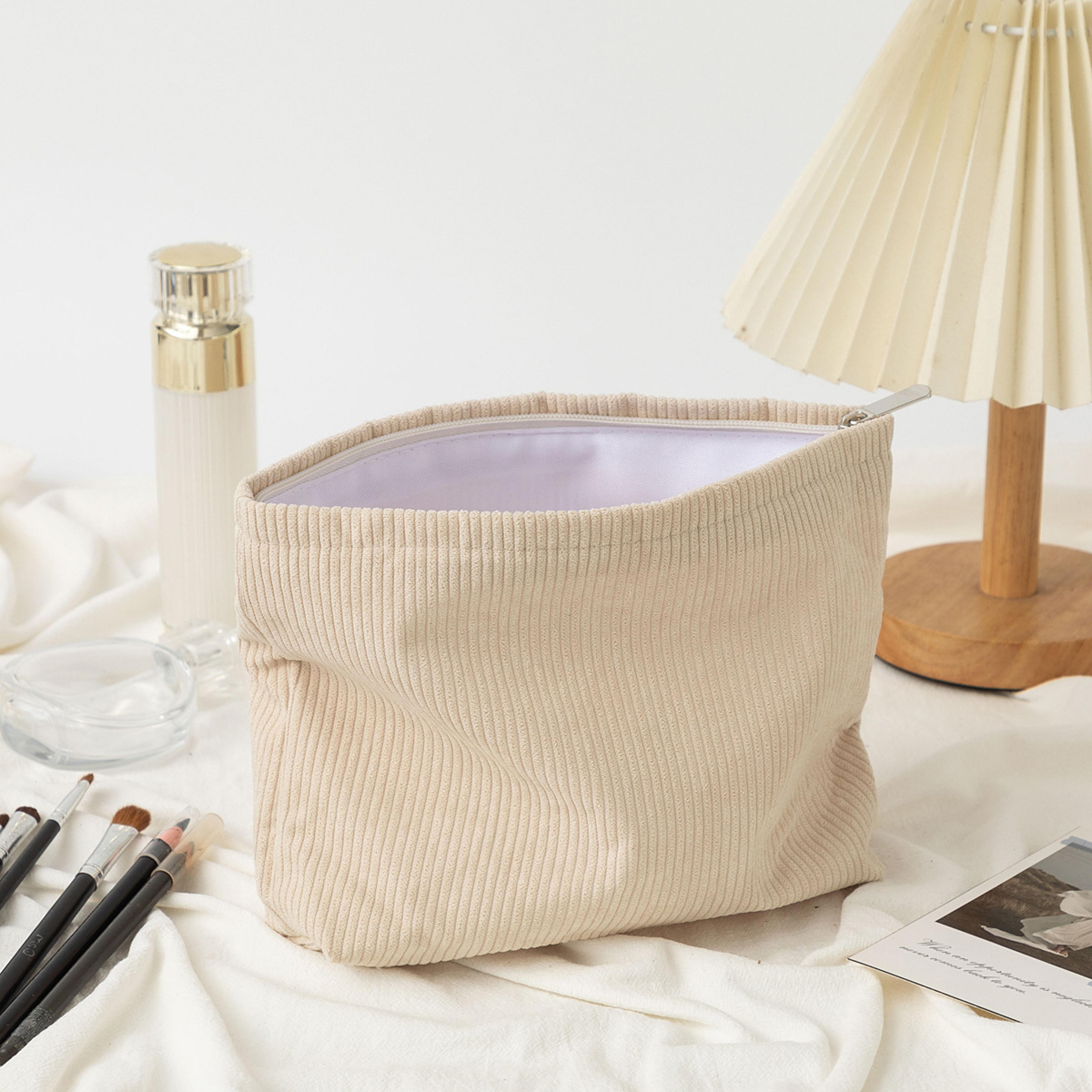 Corduroy Makeup Bag Large Capacity Travel Cosmetic Organizer 4