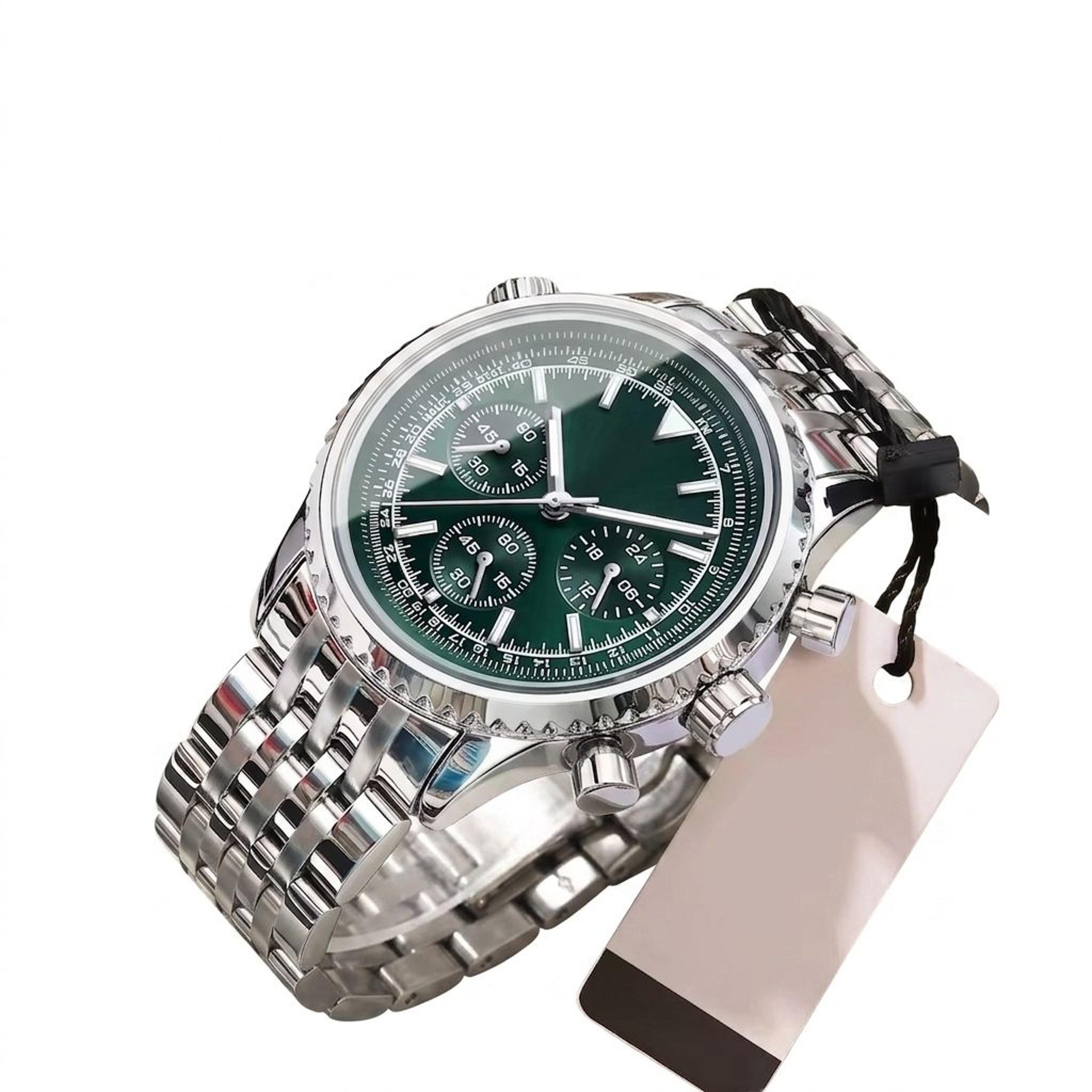 luxury men's chronograph stainless steel quartz watch waterproof luminous sports watch