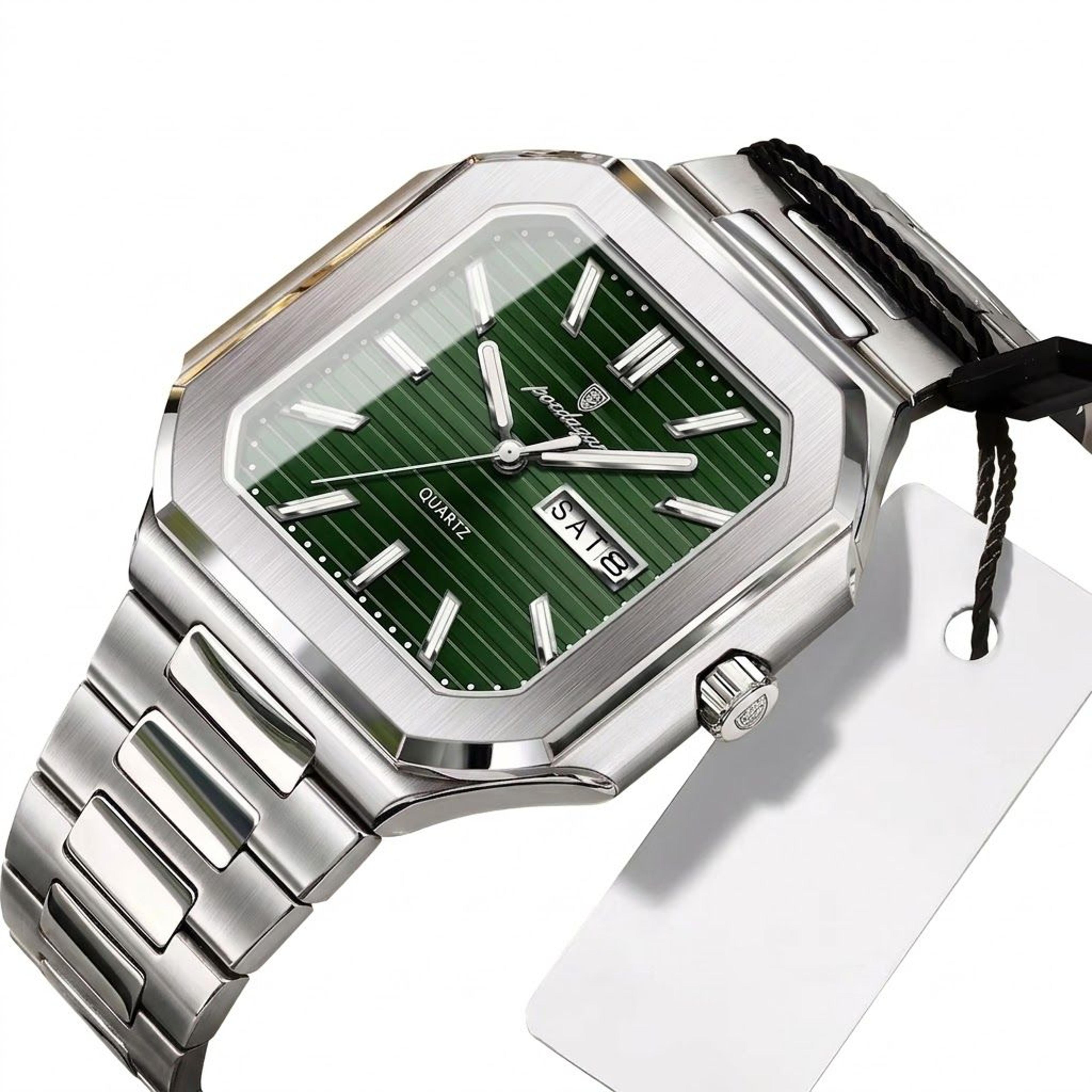 classic stainless steel men's quartz watch with luminous display and date function