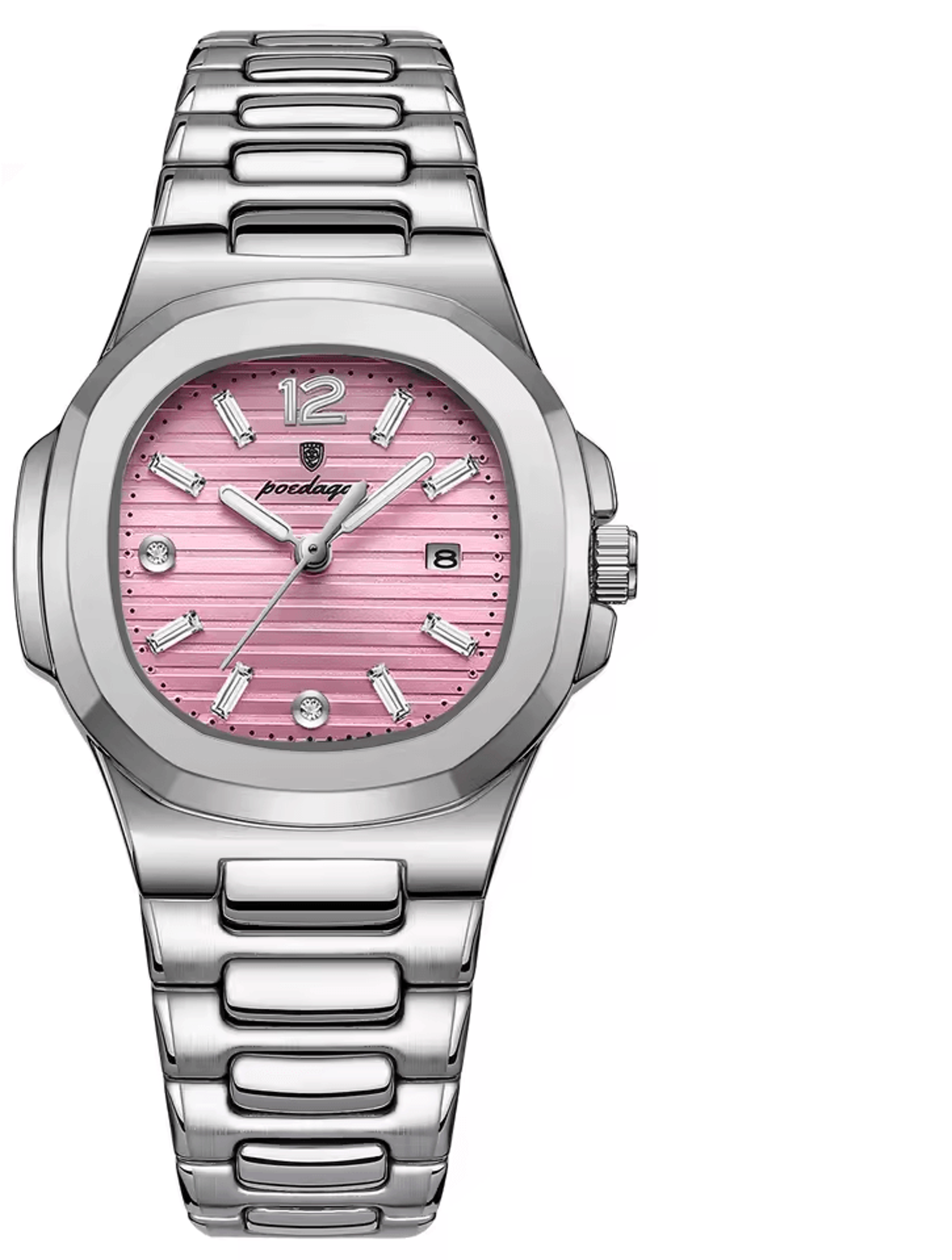 elegant square ladies quartz watch with luminous date display
