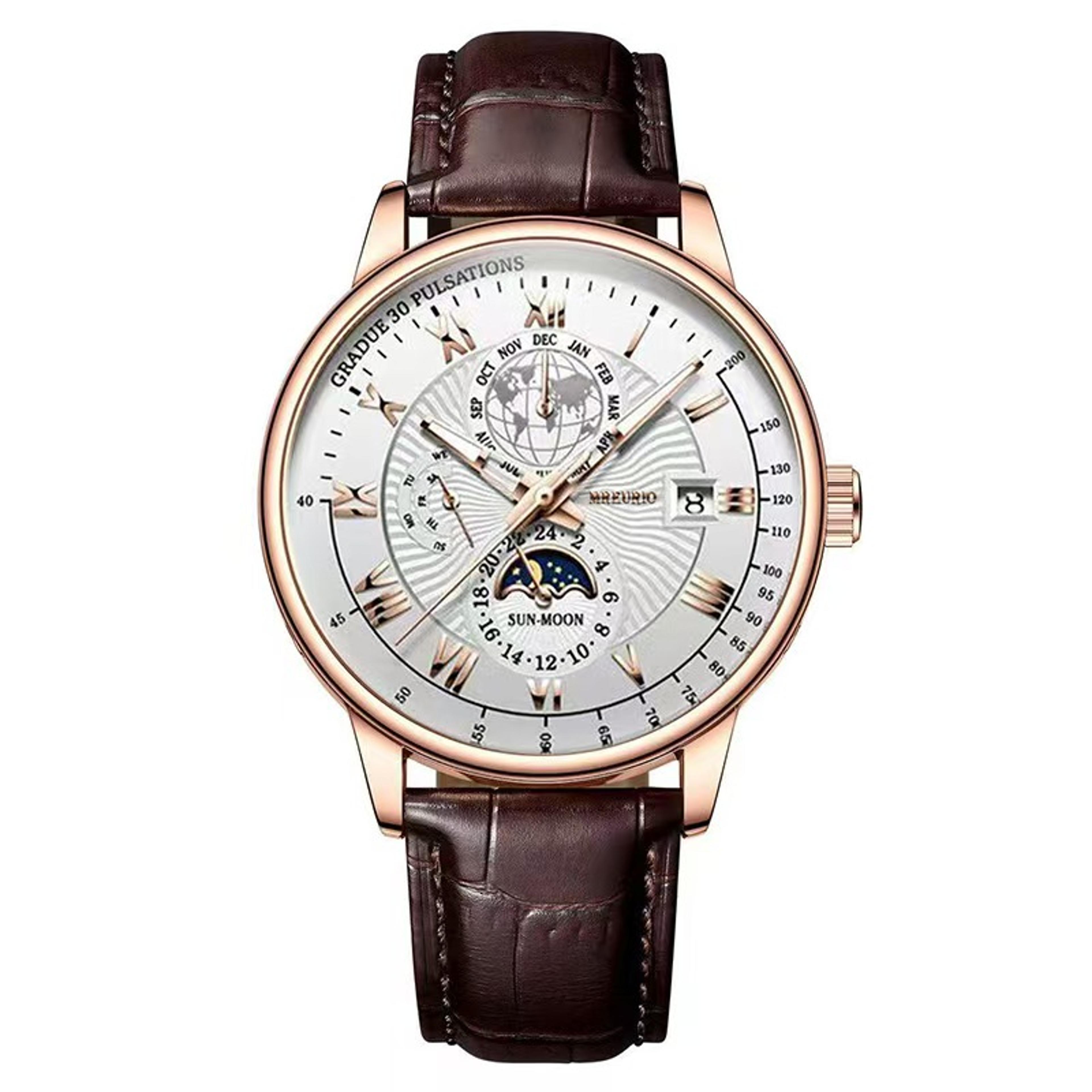 luxury sport men's leather watch waterproof luminous quartz date wristwatch