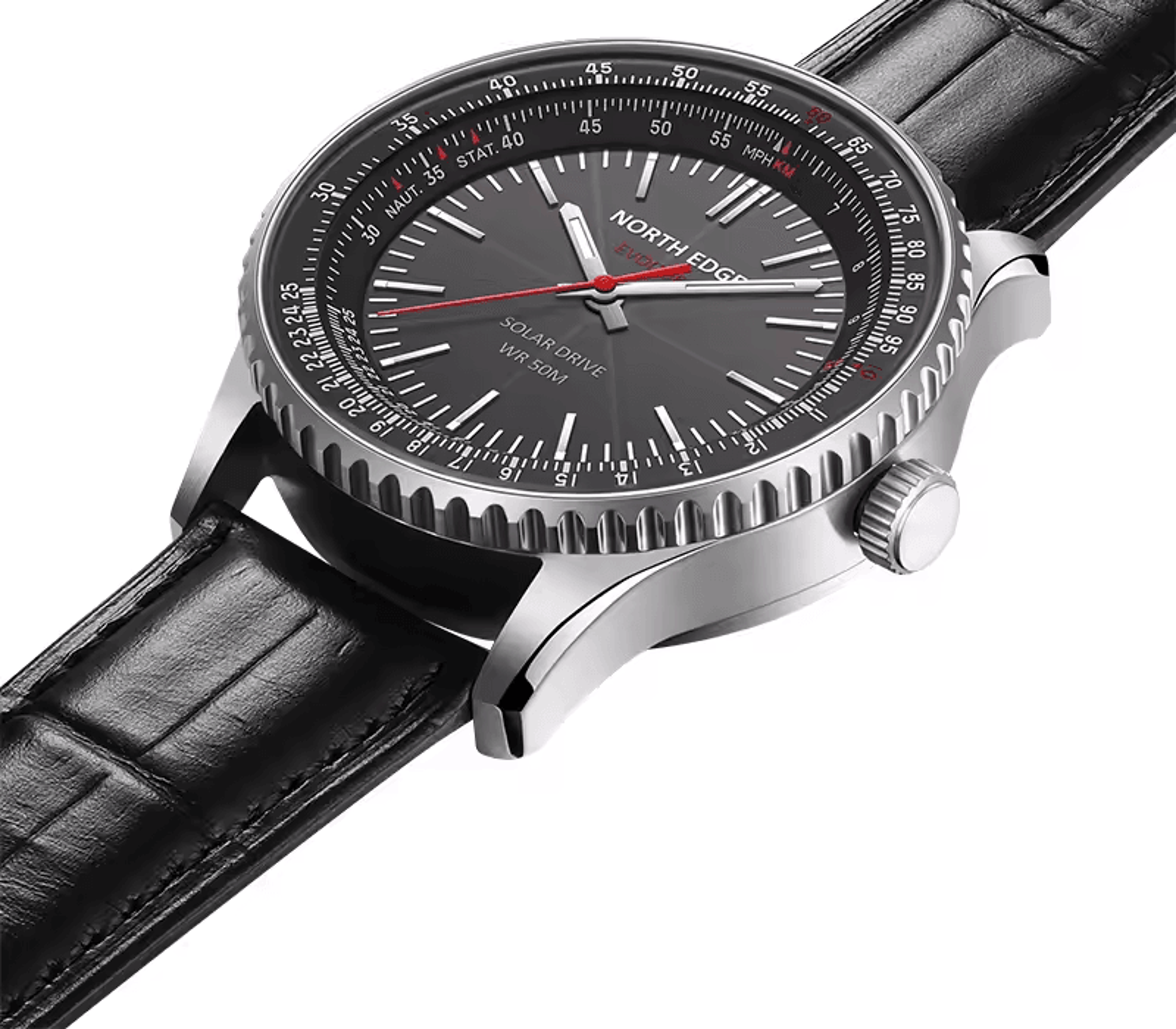 solar powered men pilot watch leather strap aviation military luminous watch