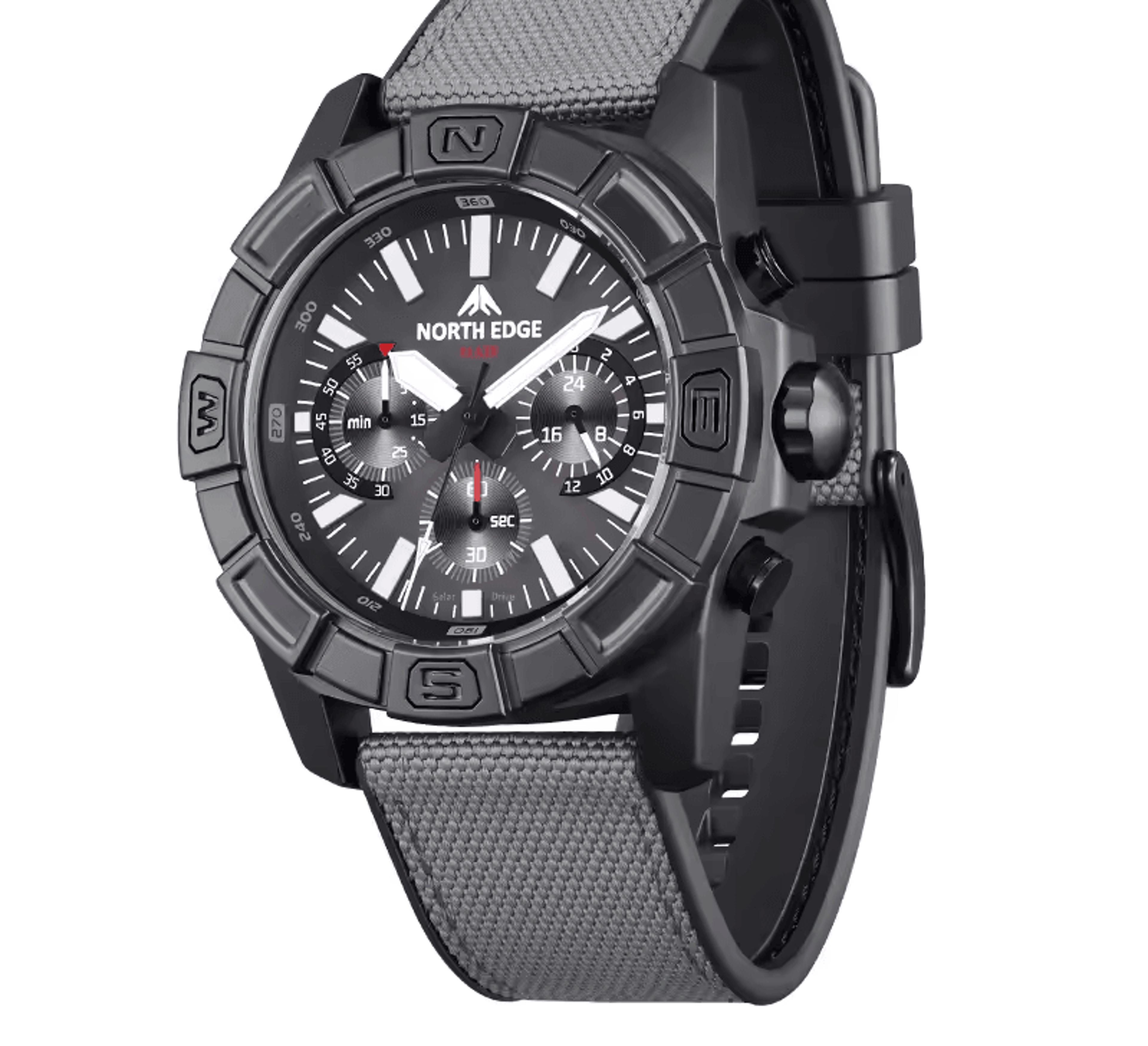 solar powered pilot watch for men stainless steel waterproof quartz chronograph