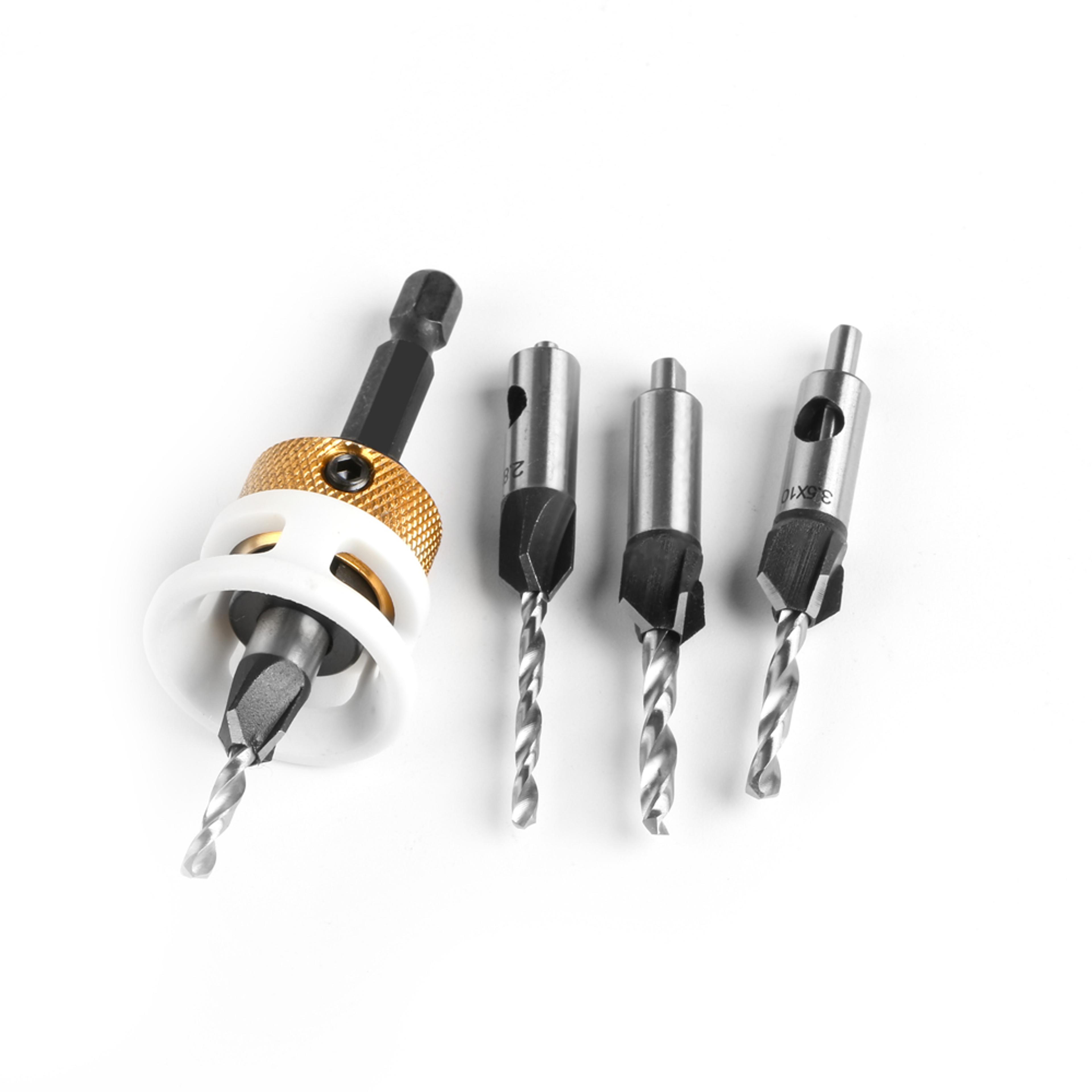 four blade adjustable depth countersink drill bit for woodworking