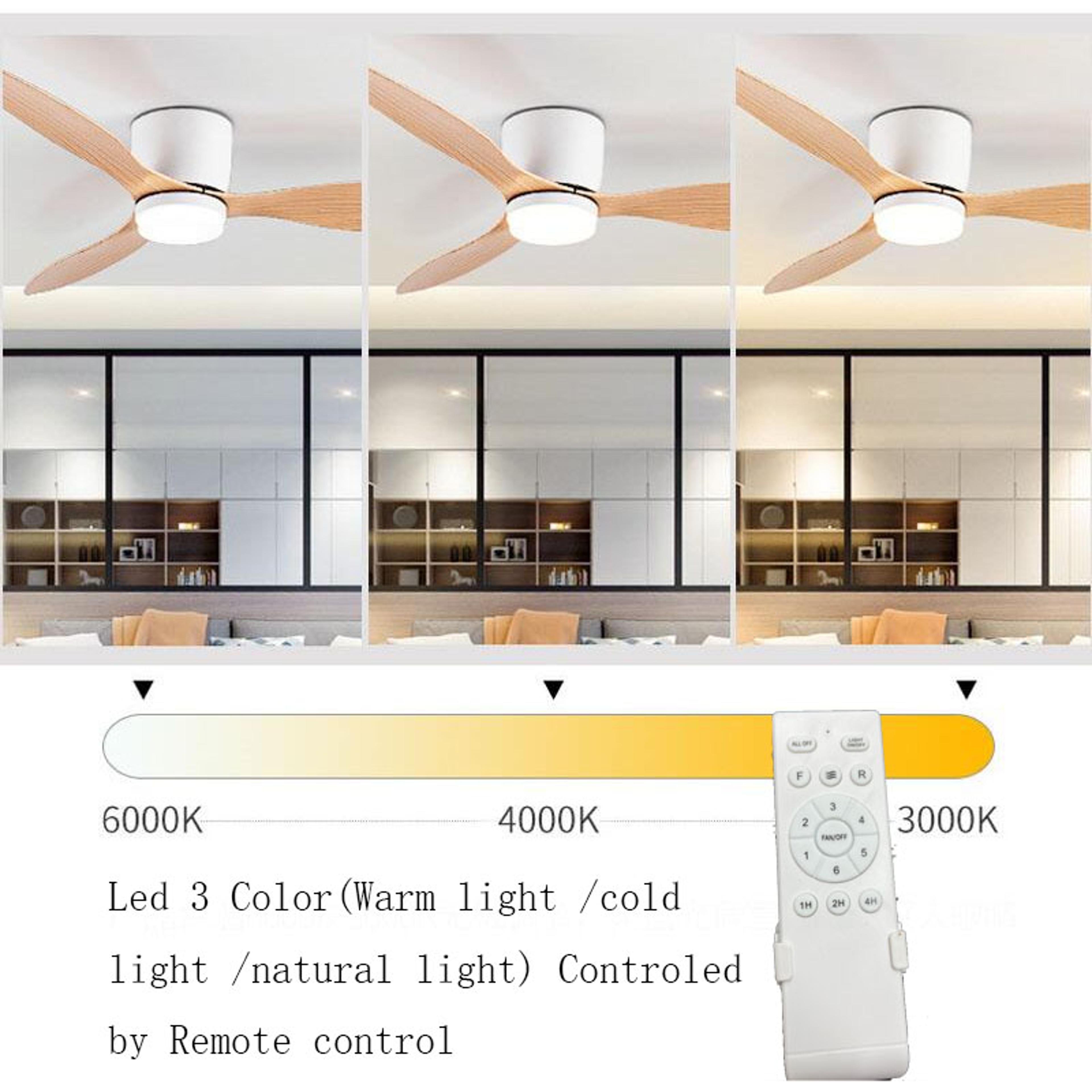 LED Ceiling Fan With Remote Color DC Motor Modern Decorative Light 3