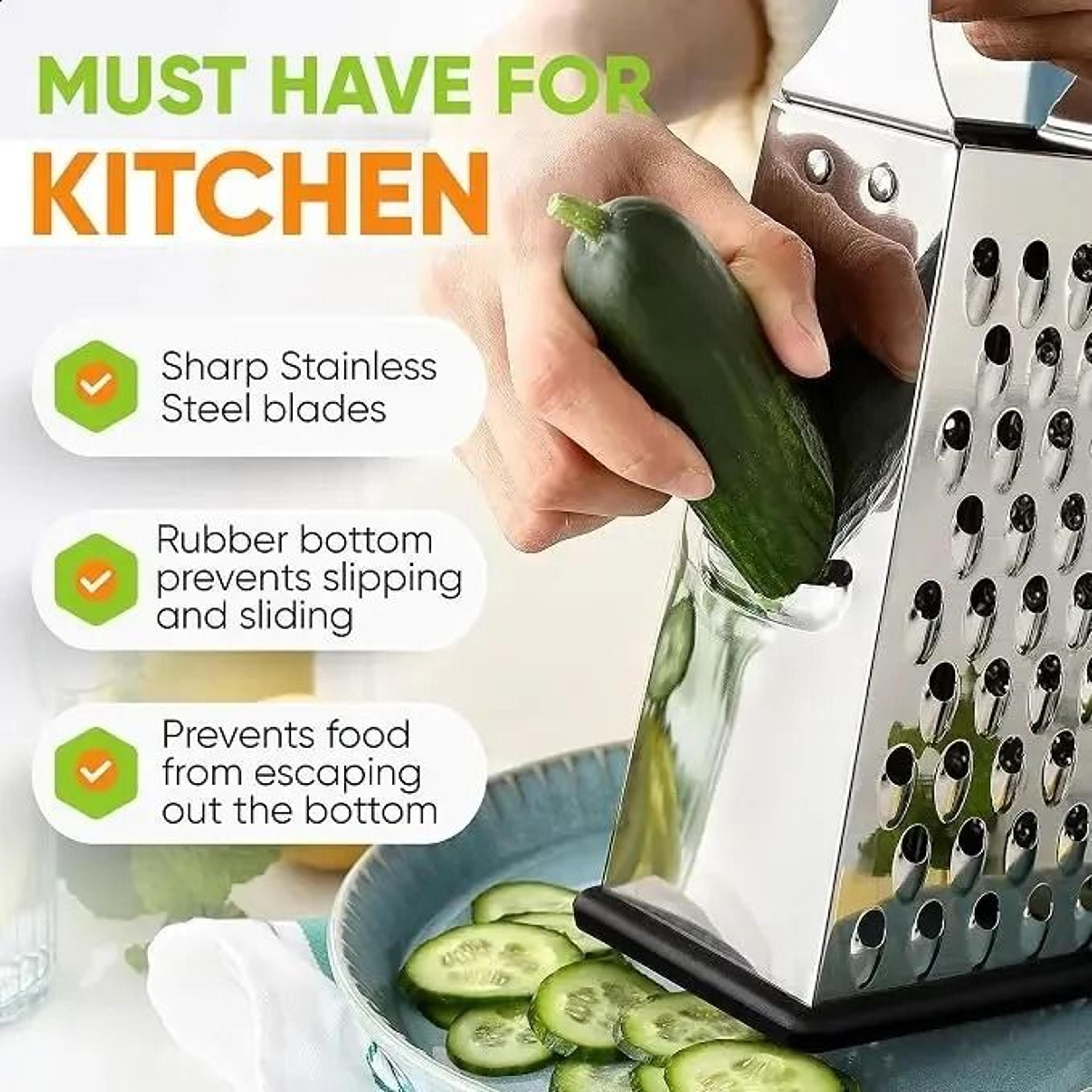 Stainless Steel Sided Box Grater Cheese Grater Vegetable Slicer Zester 5