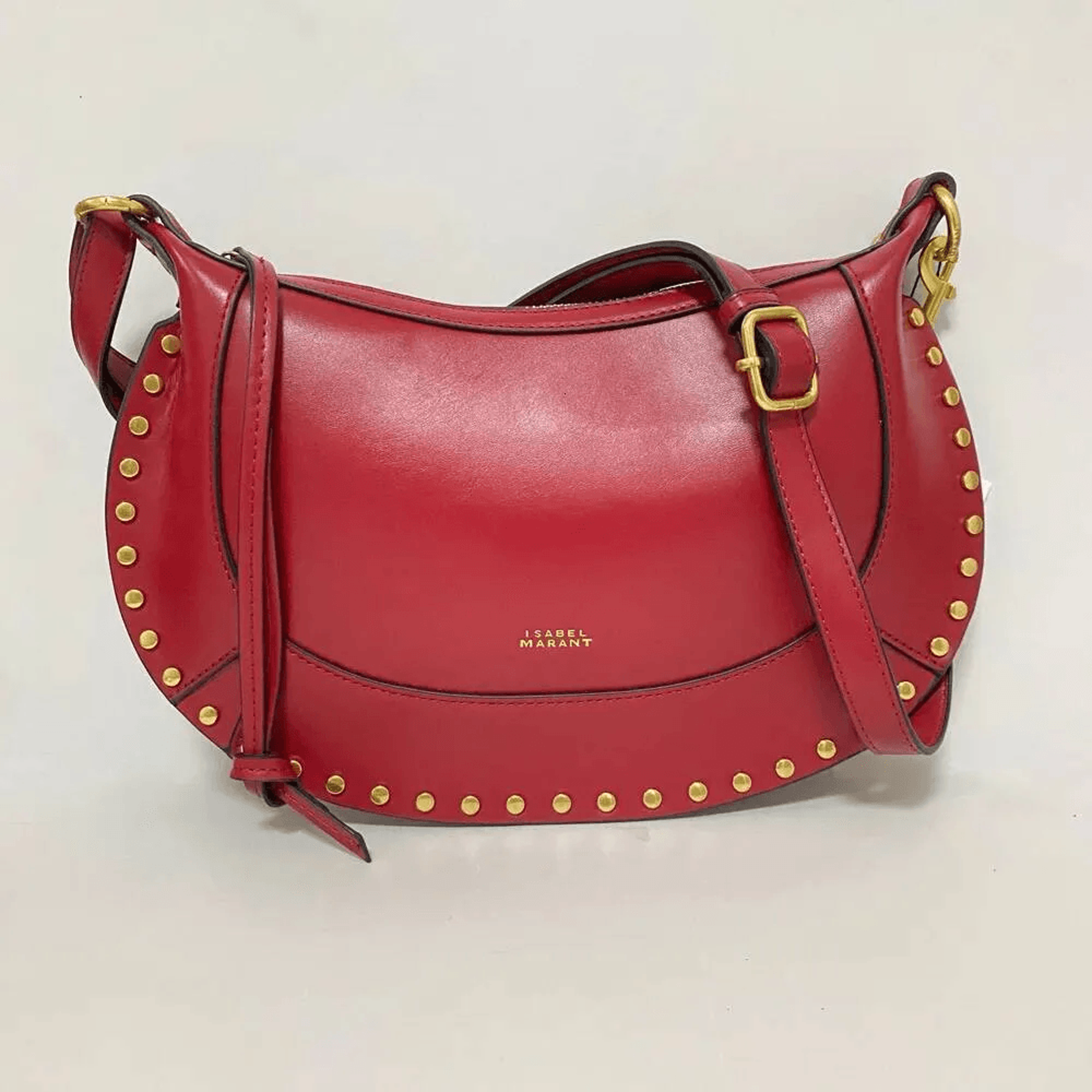french retro studded crescent shoulder bag for women adjustable crossbody handbag