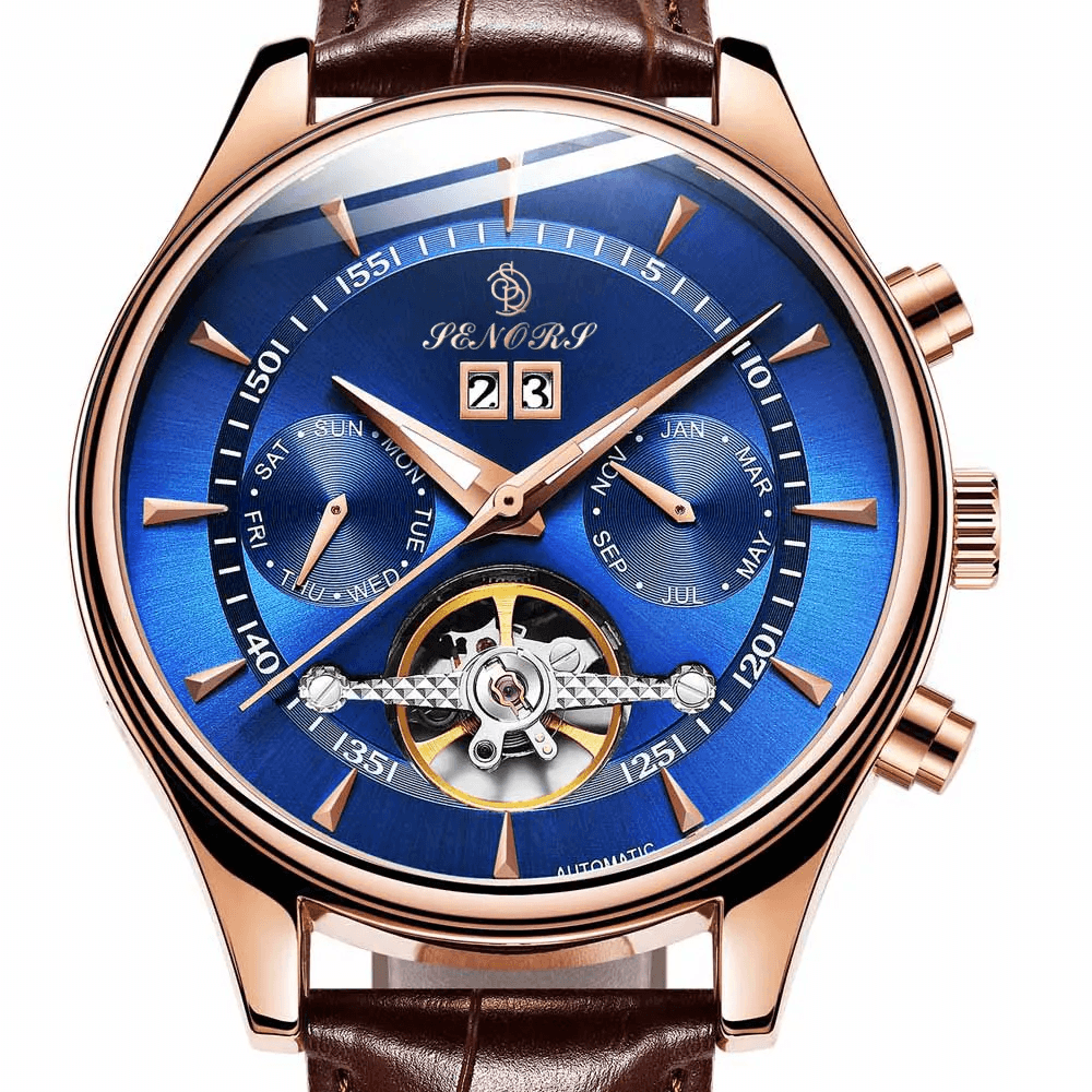 Automatic Mechanical Tourbillon Watch For Men Waterproof Business Wristwatch 4