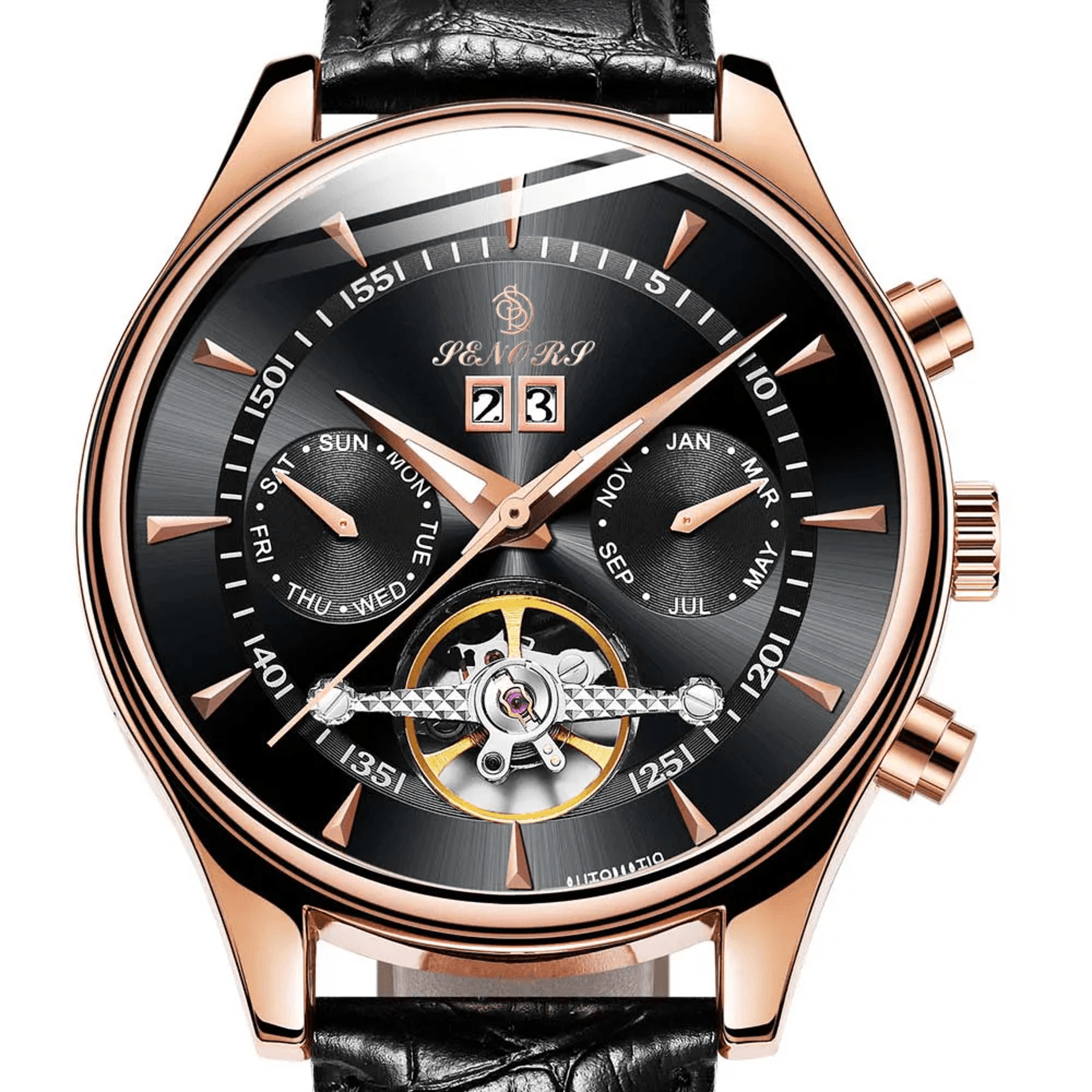 Automatic Mechanical Tourbillon Watch For Men Waterproof Business Wristwatch 3
