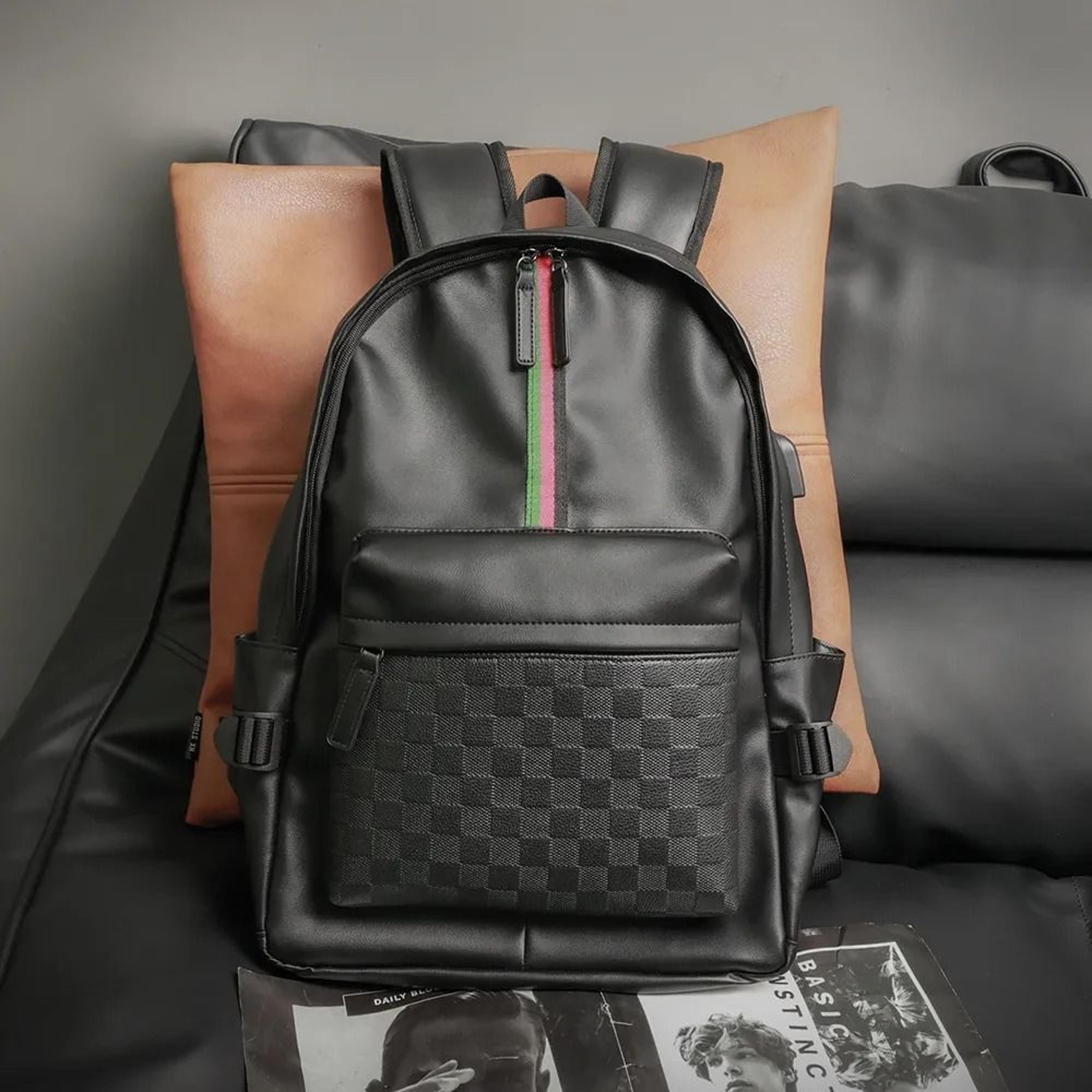 Men Leather Backpack Fashion School Commuter Bag 2