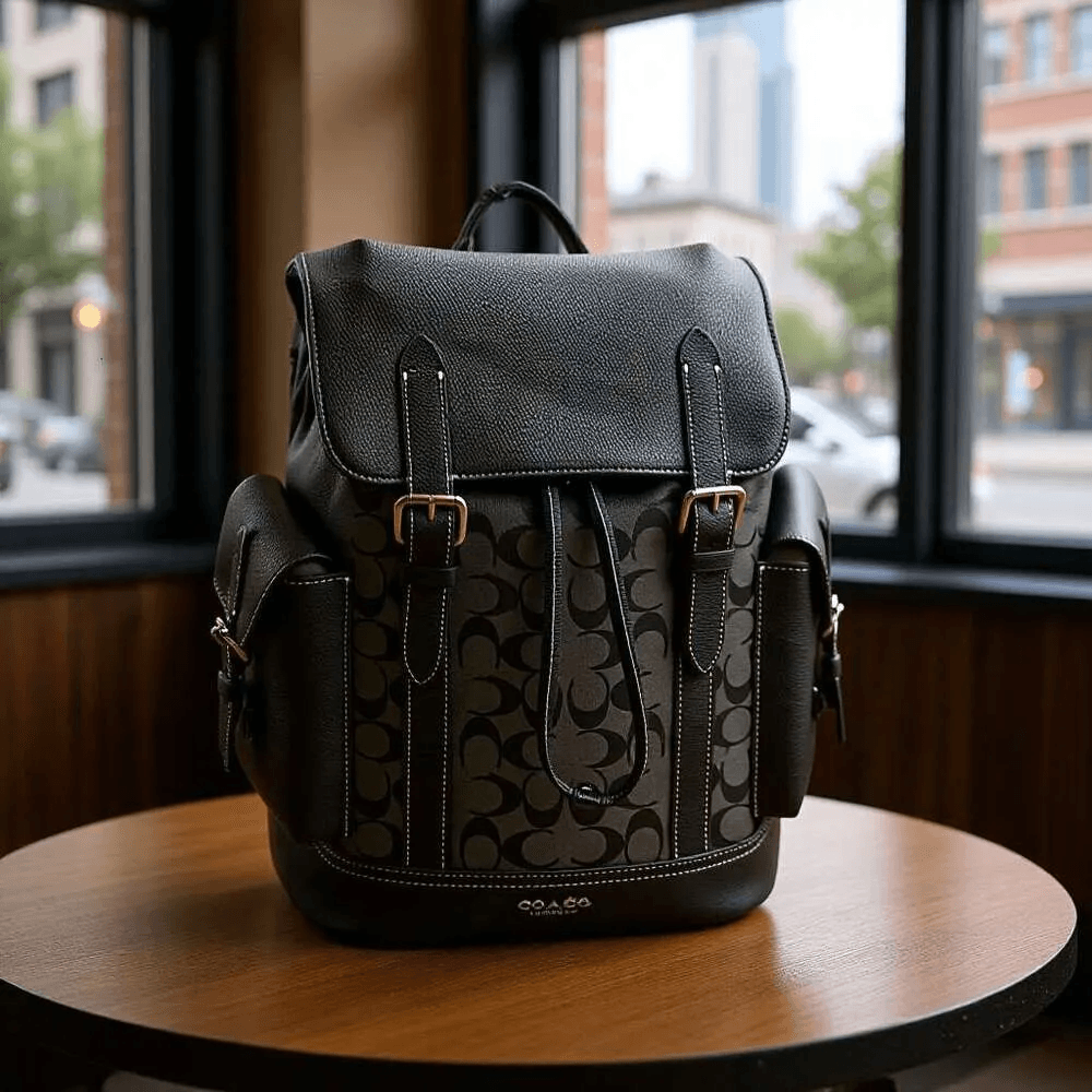 vintage cowhide leather backpack large capacity flap top travel school bag