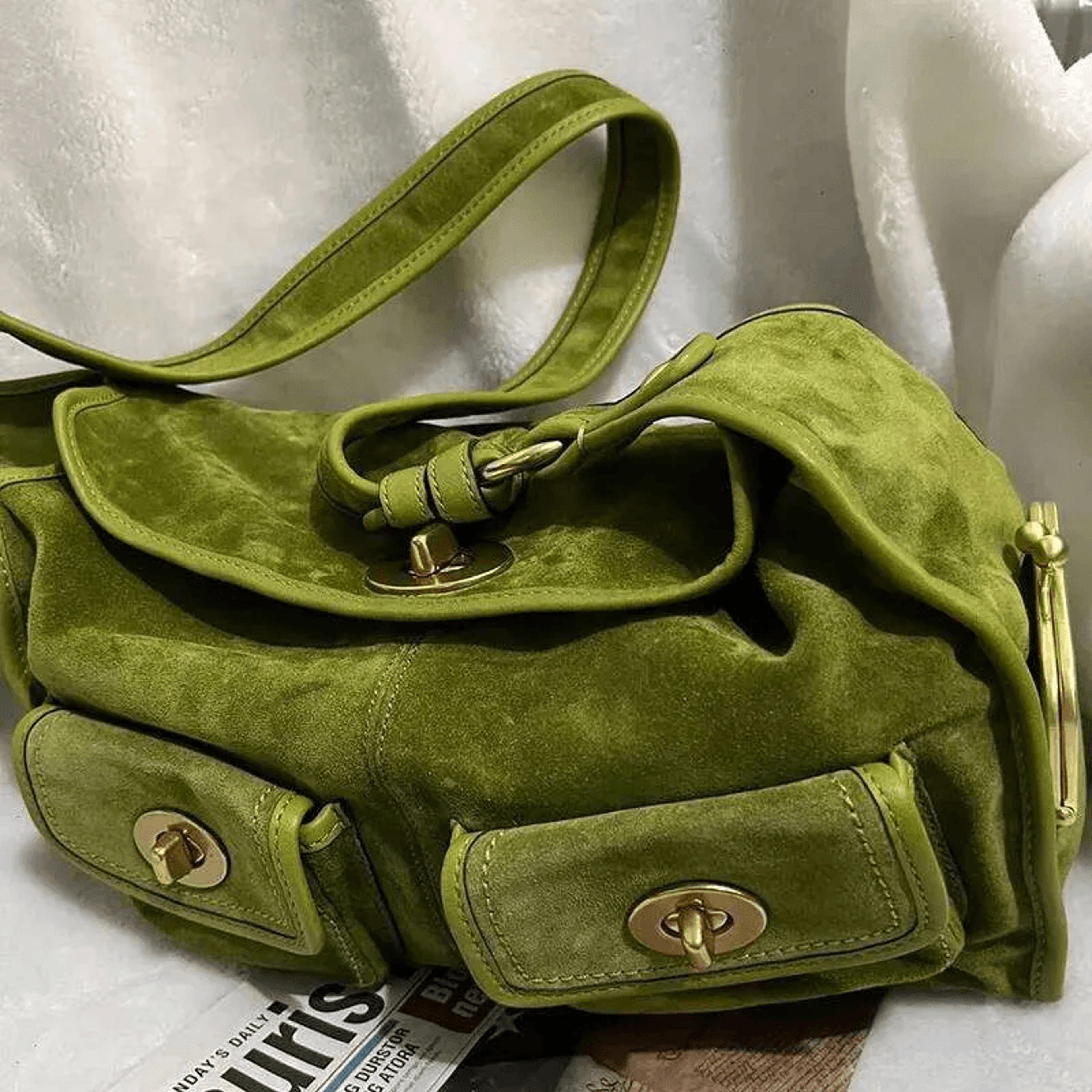 Vintage Suede Commuter Pillow Crossbody Bag With Multi Pockets Large Capacity Tote 2
