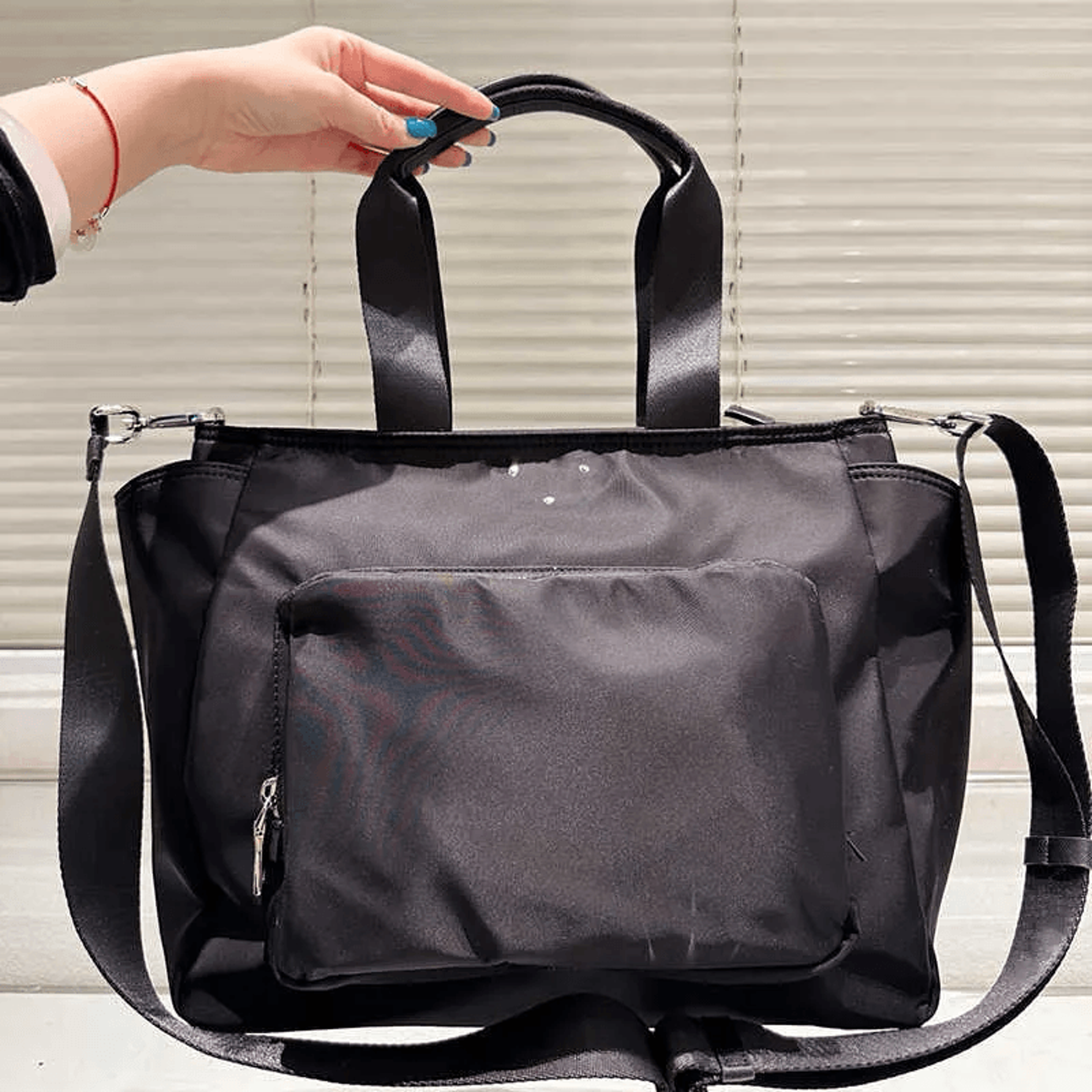 nylon work tote bag large designer briefcase for men and women black