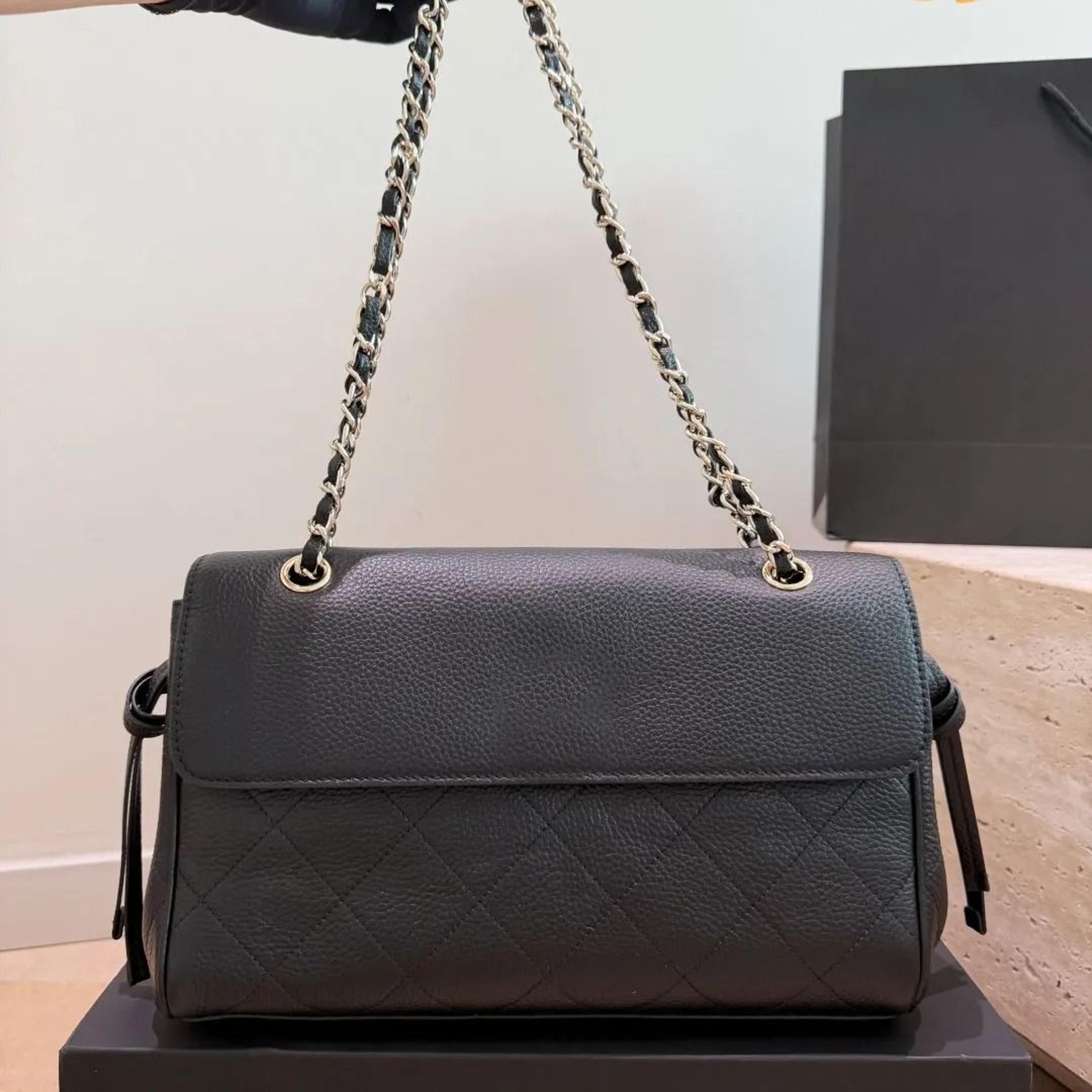 Quilted Cowhide Chain Shoulder Bag For Women Large Capacity Flap Messenger Purse 4