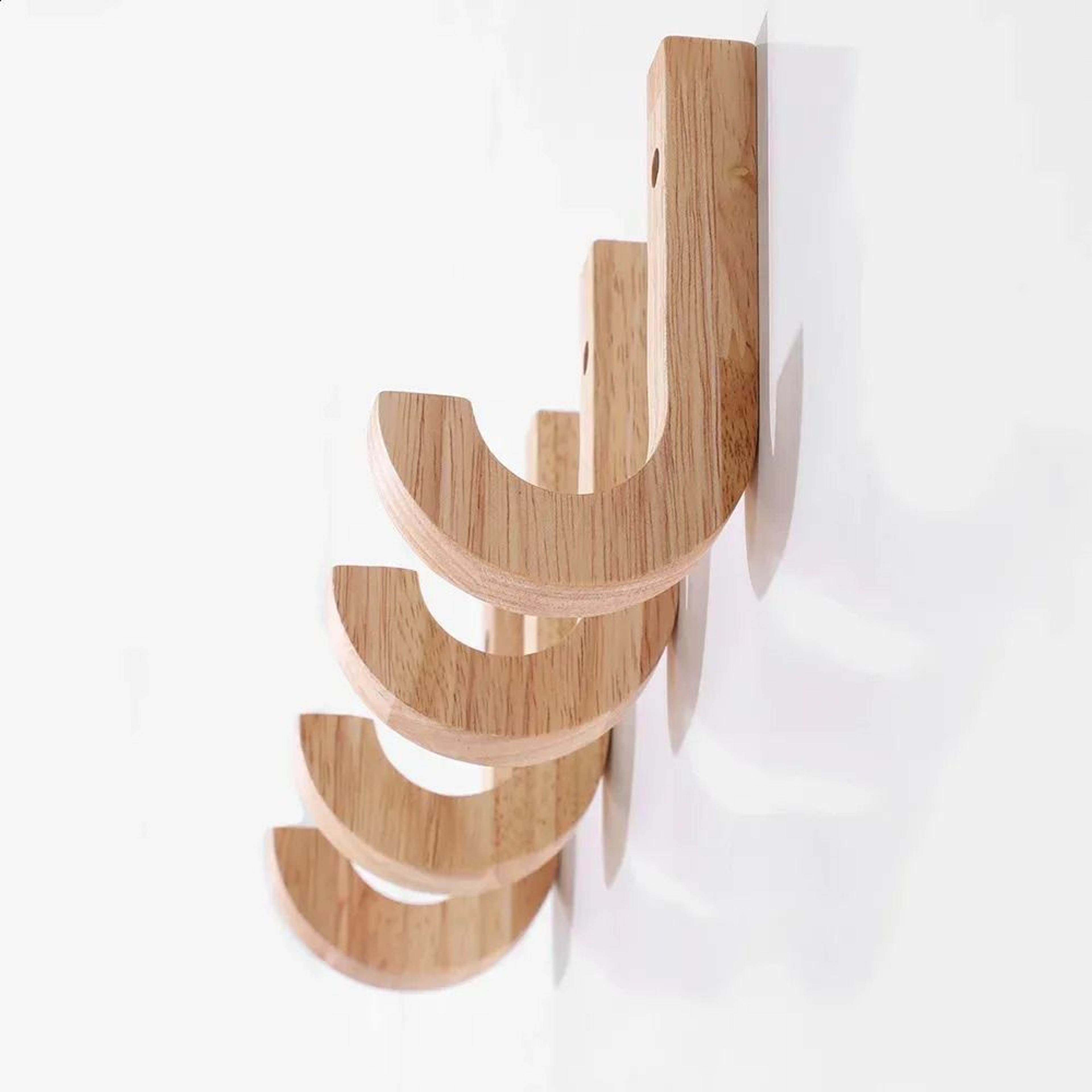 Wood J Shaped Wall Hook Rack For Keys Coats Bags Towels 1