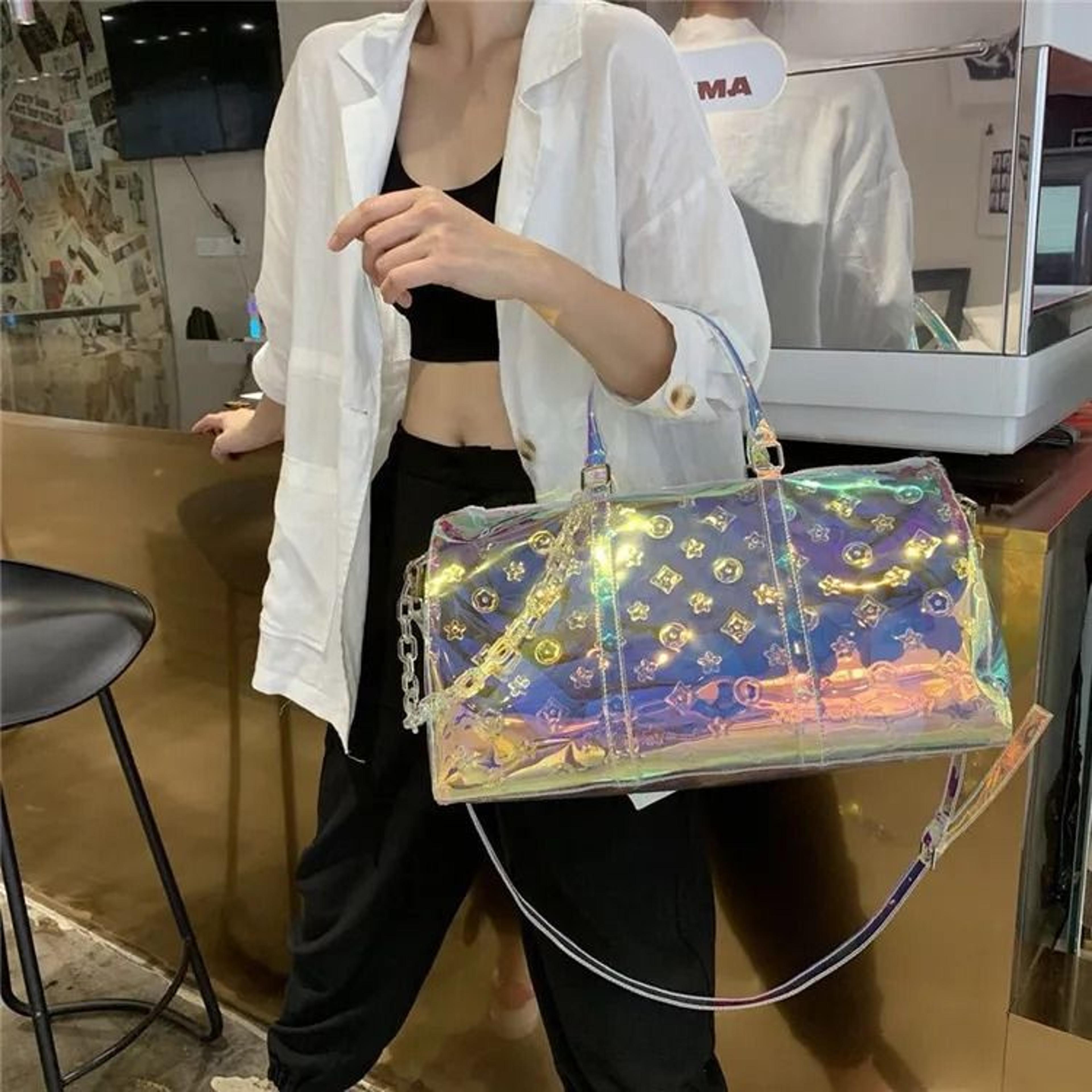 Colorful Holographic Duffel Bag Waterproof Travel Weekender With Handheld Design 2