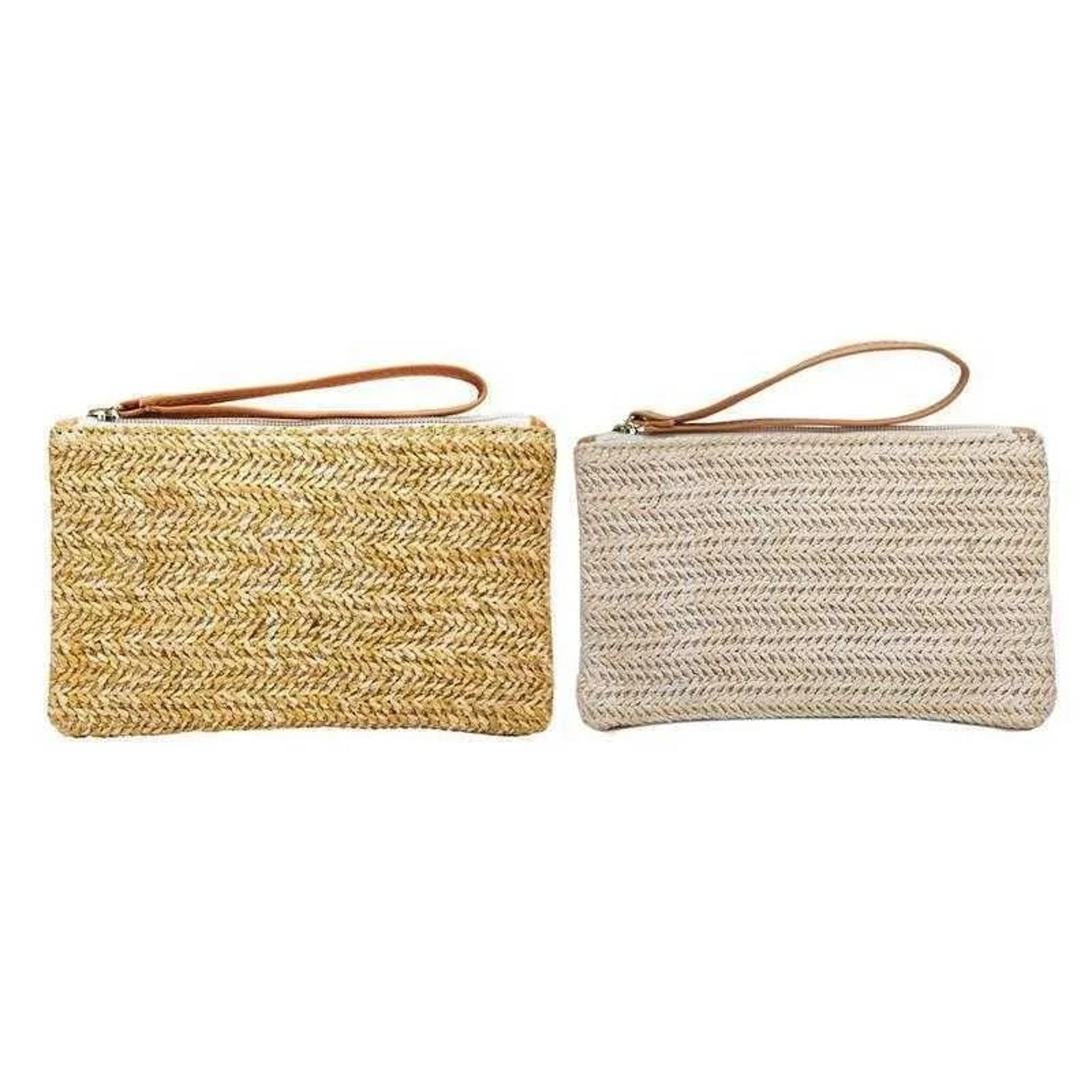Mini Straw Coin Purse Woven Clutch Bag For Women 2