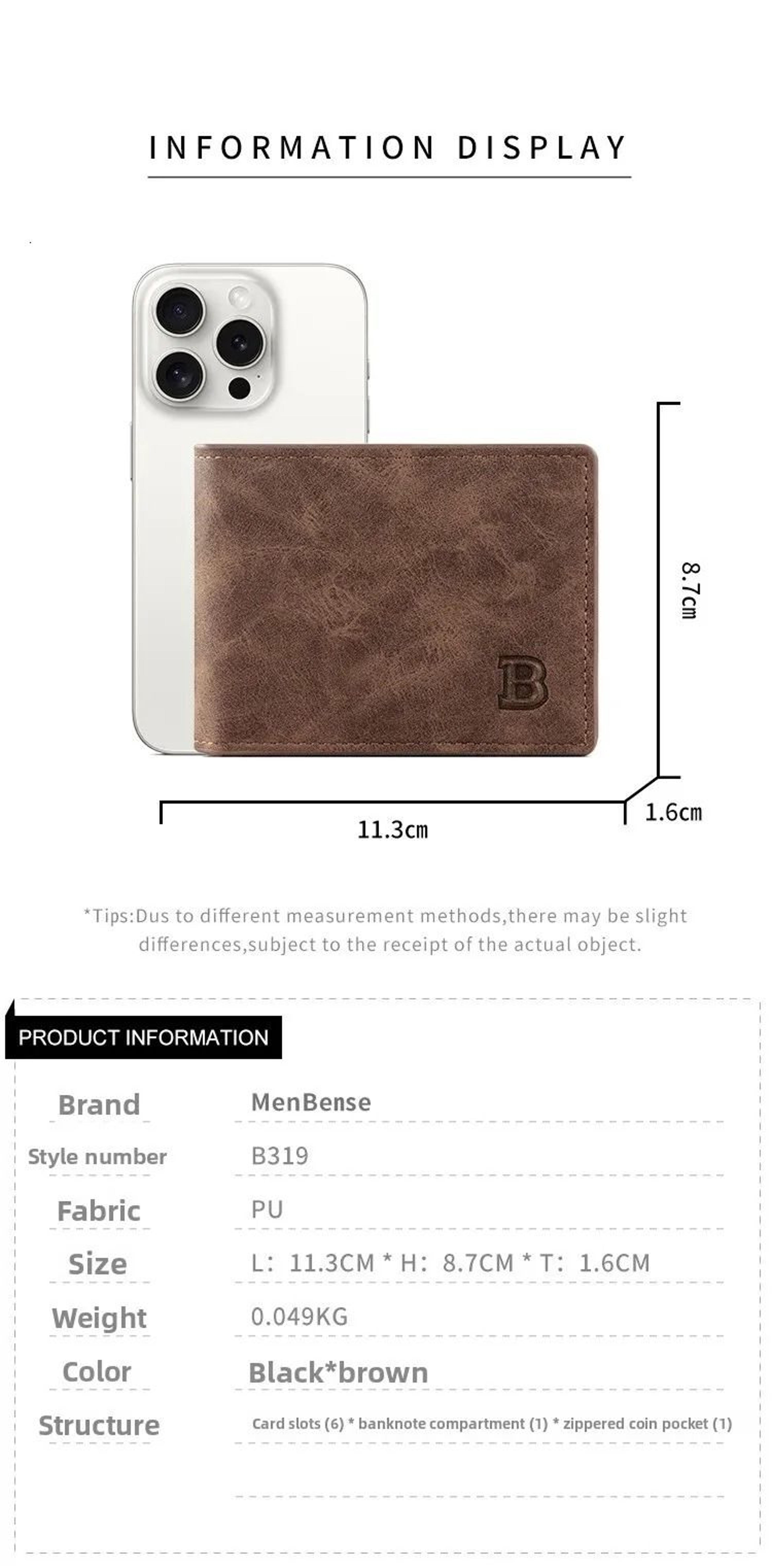 Retro Dollar Pattern Mens Wallet Small Coin Purse Horizontal Matte Feel Billfold 3