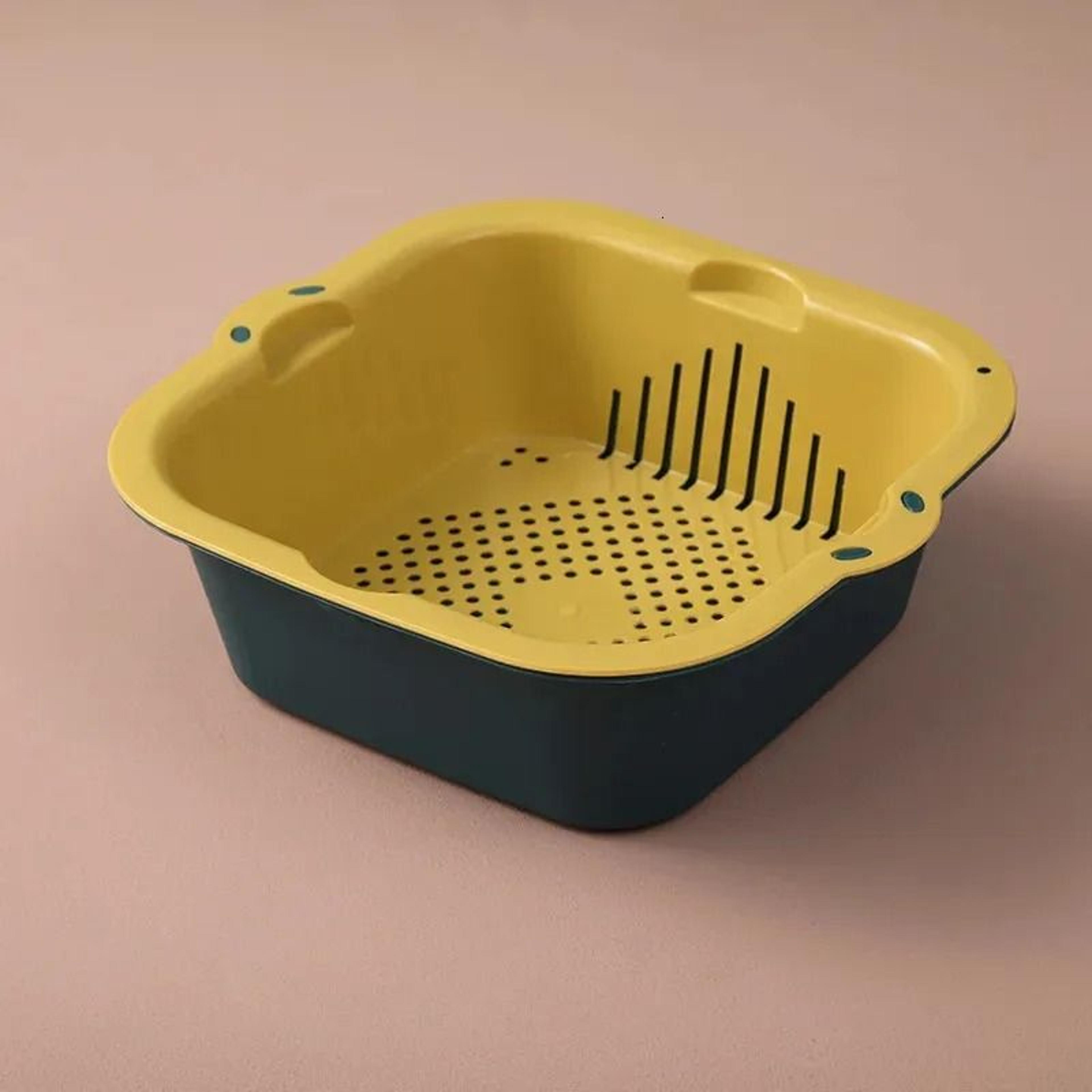 Double Layer Sink Drain Basket Vegetable Fruit Washing Strainer 2