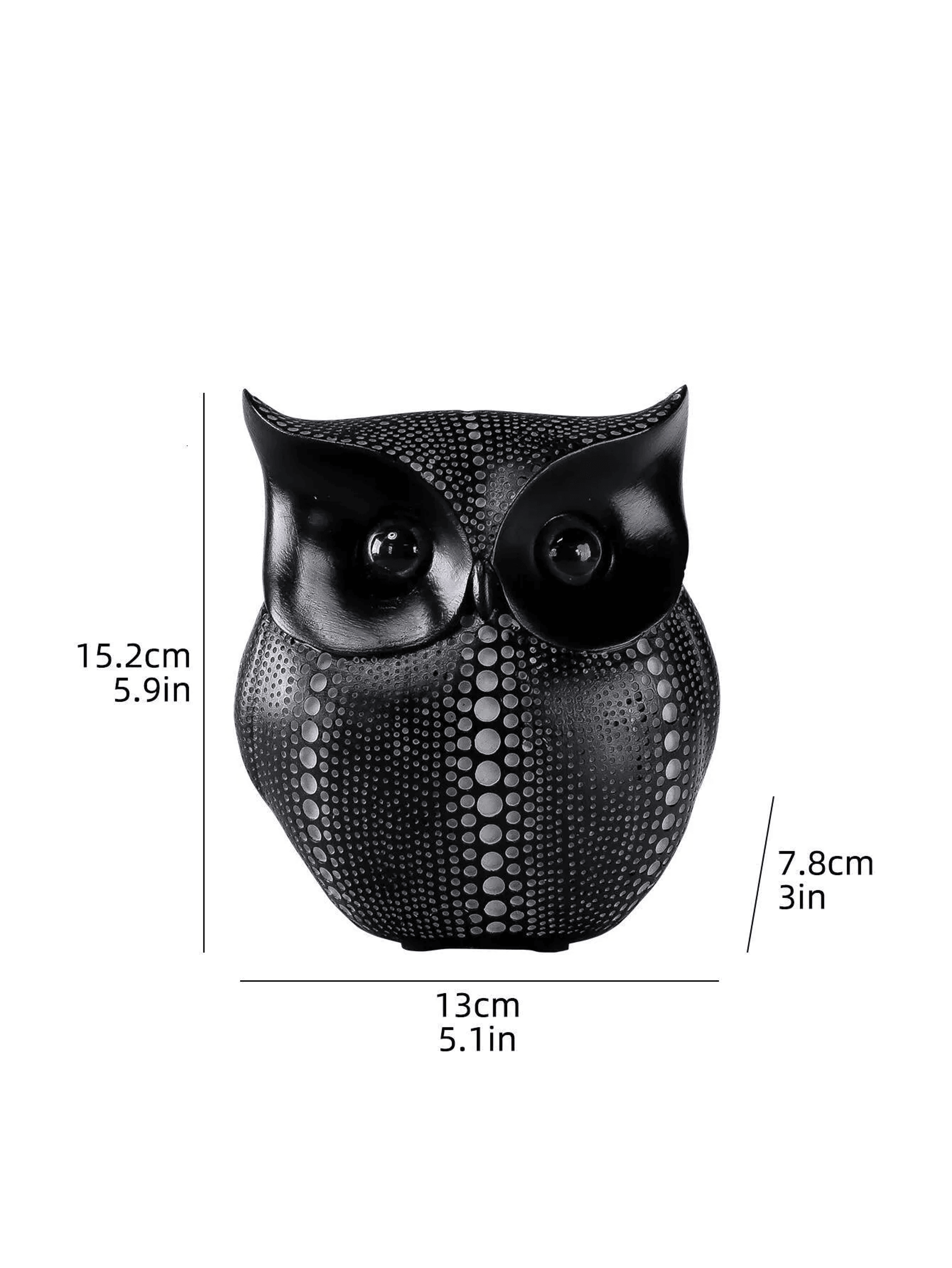Black And White Owl Resin Statue Animal Sculpture Decor Shelf Accent 2