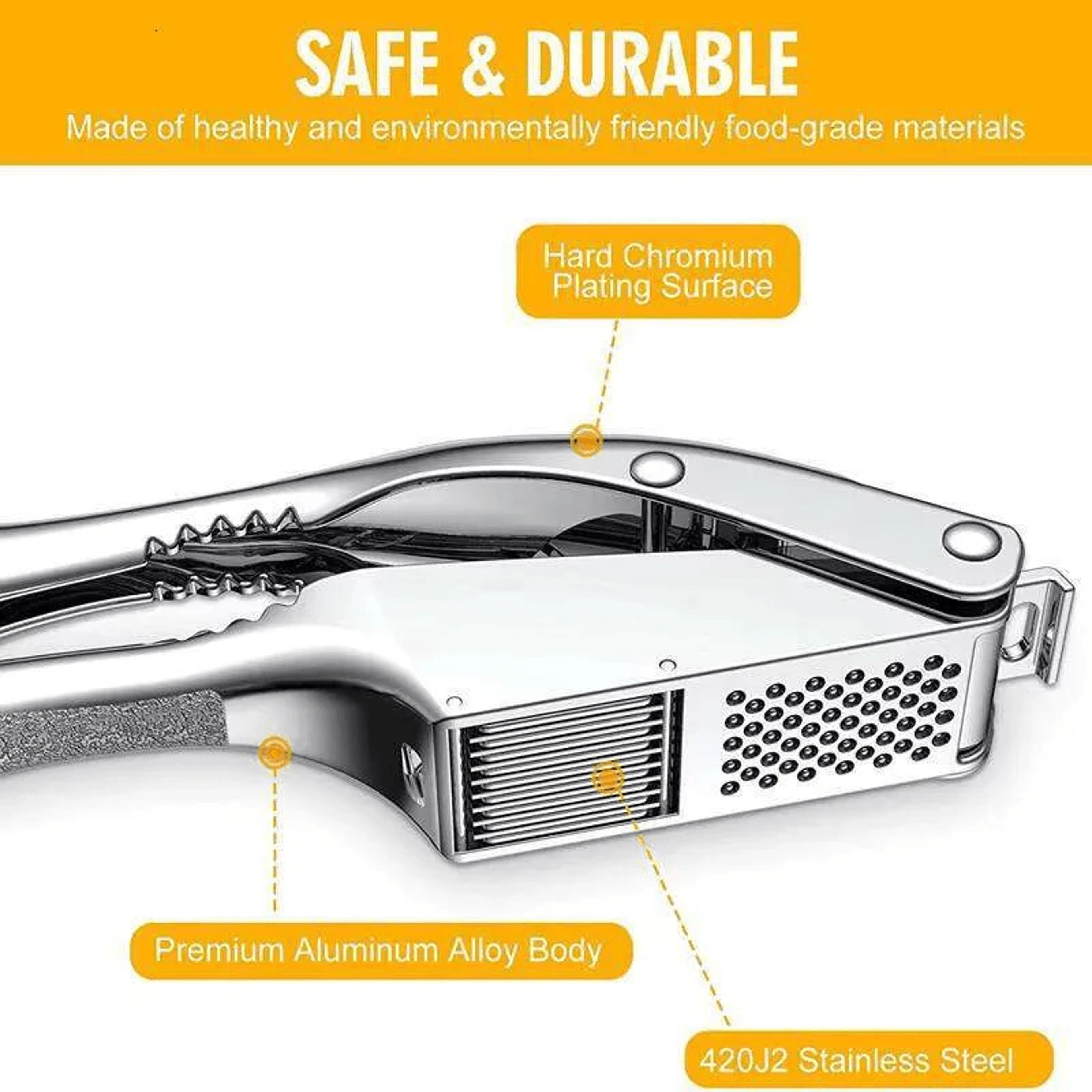 Manual Garlic Press Chopper Aluminum Alloy Stainless Steel Kitchen Tool 2